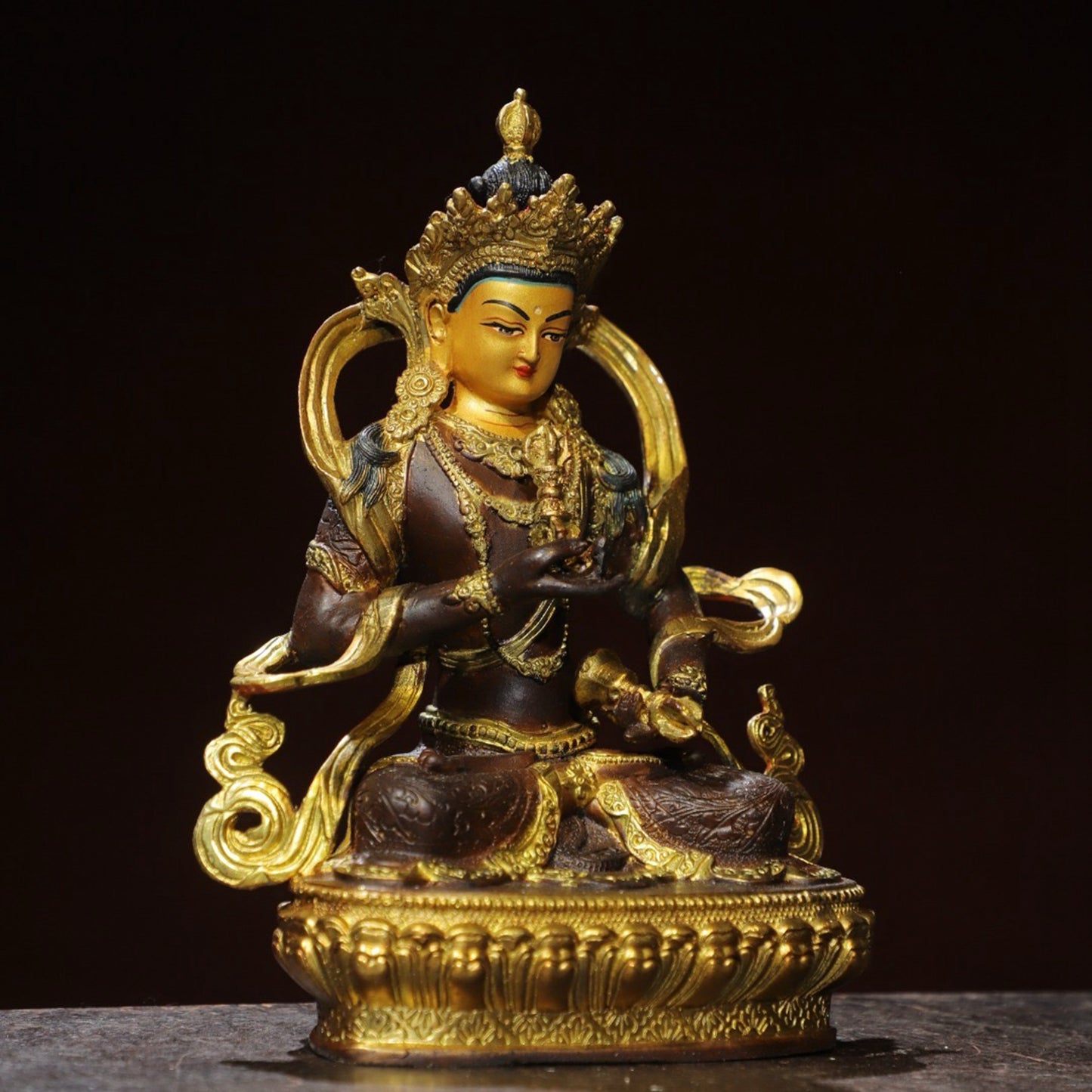 Bronze painted Buddha statue of Sutra Vajra