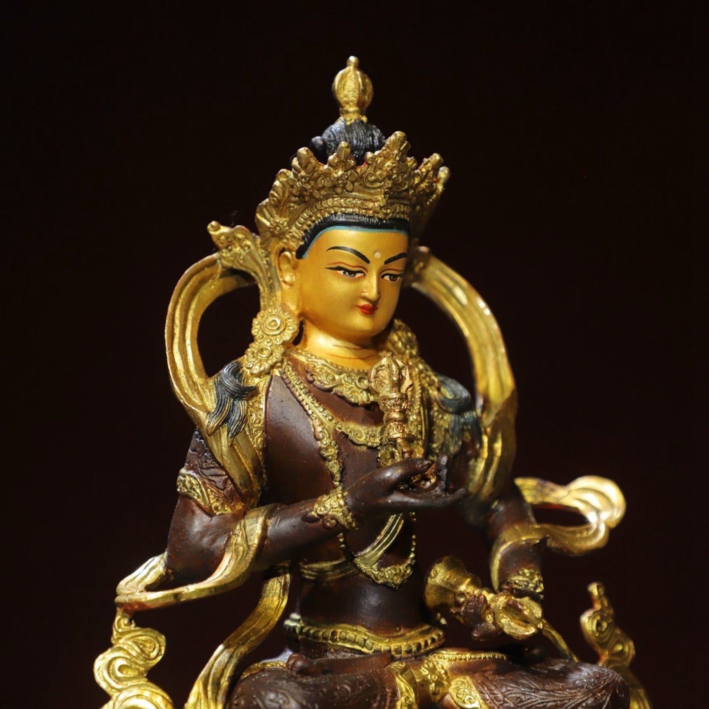 Bronze painted Buddha statue of Sutra Vajra