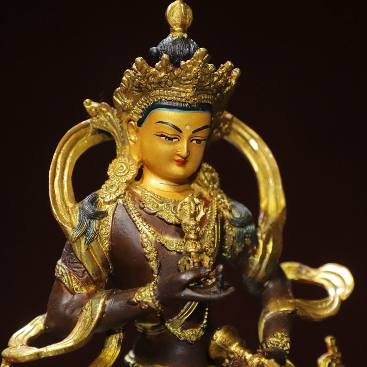 Bronze painted Buddha statue of Sutra Vajra