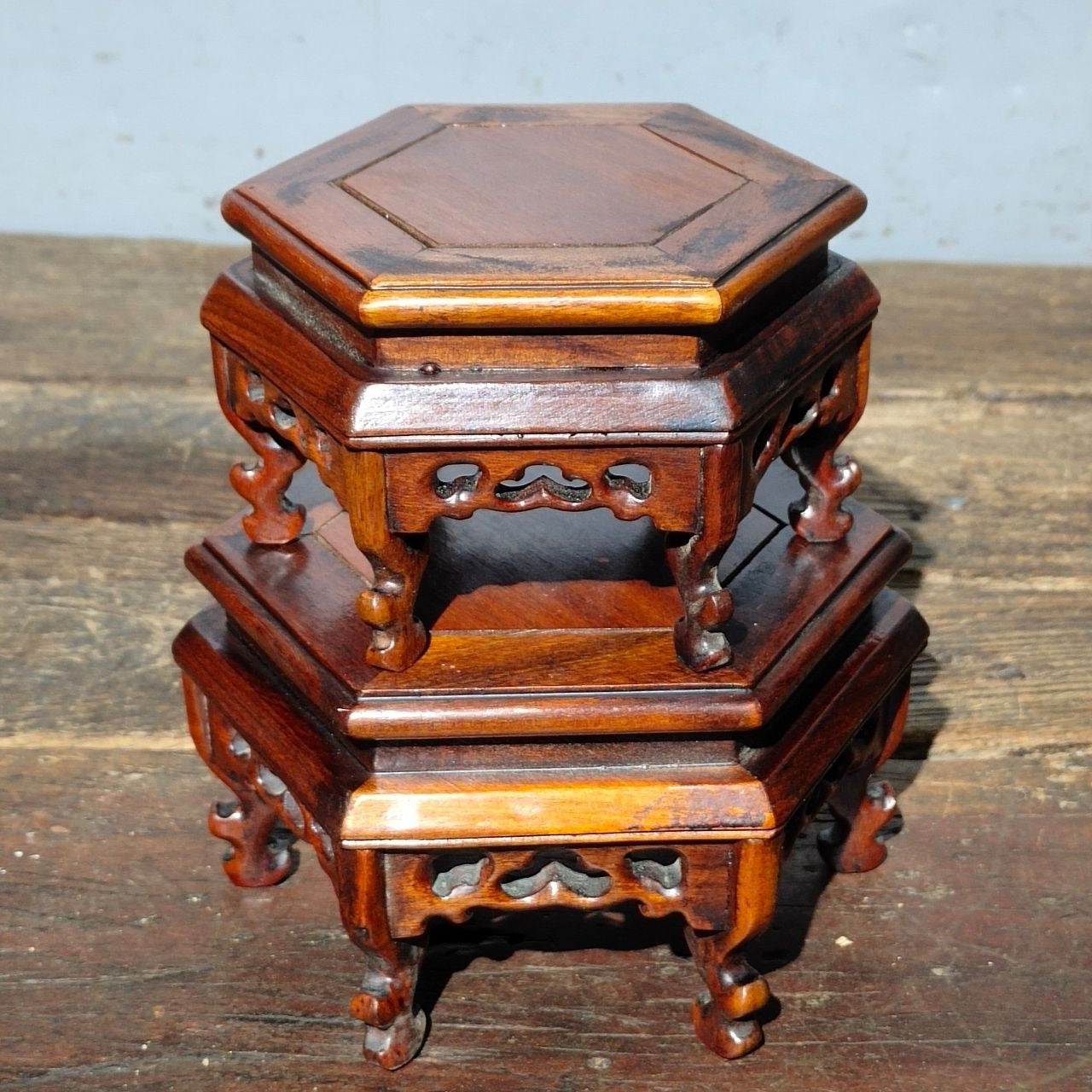 Chinese antique rosewood base copywriting ornaments