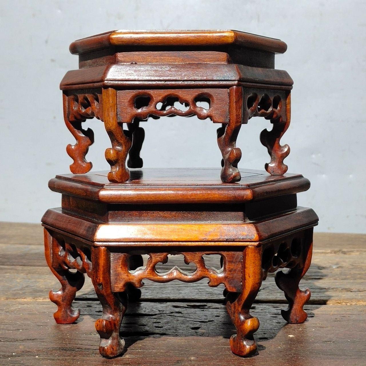 Chinese antique rosewood base copywriting ornaments