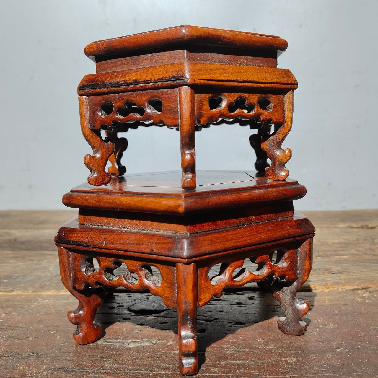 Chinese antique rosewood base copywriting ornaments