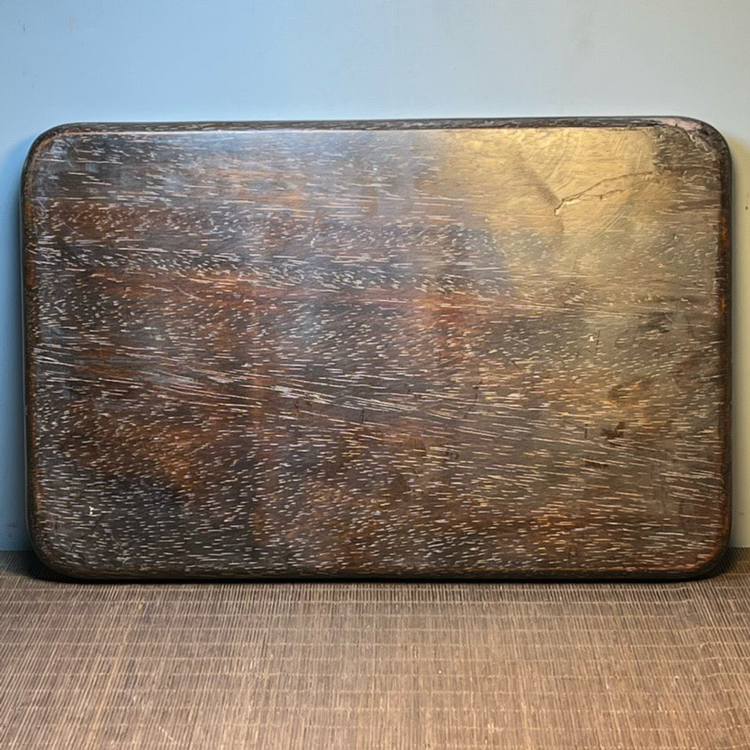 Chinese antique blood sandalwood inlaid with seashell carved tea plate ornaments