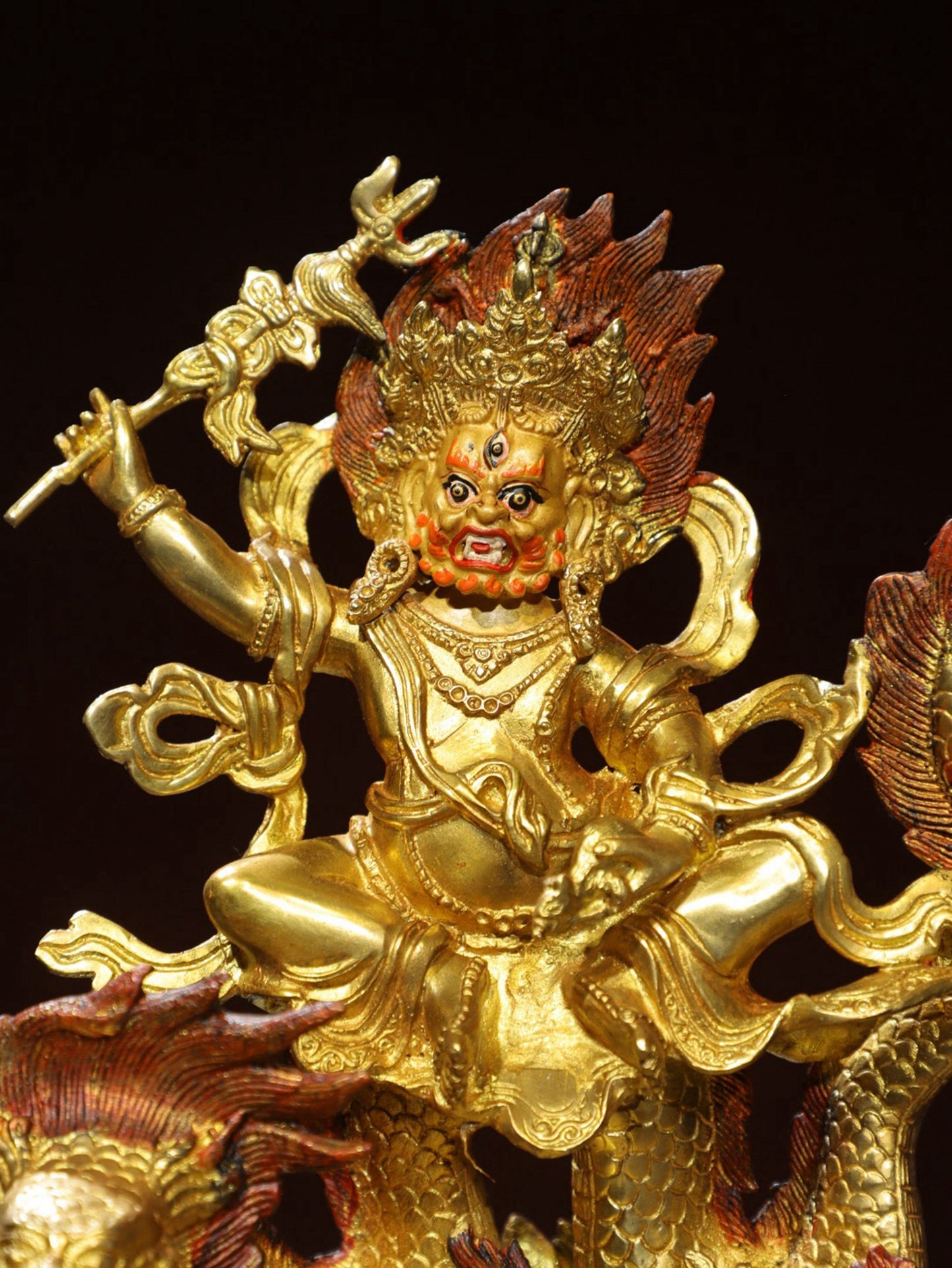 Bronze painted Buddha statue of the White God of Wealth