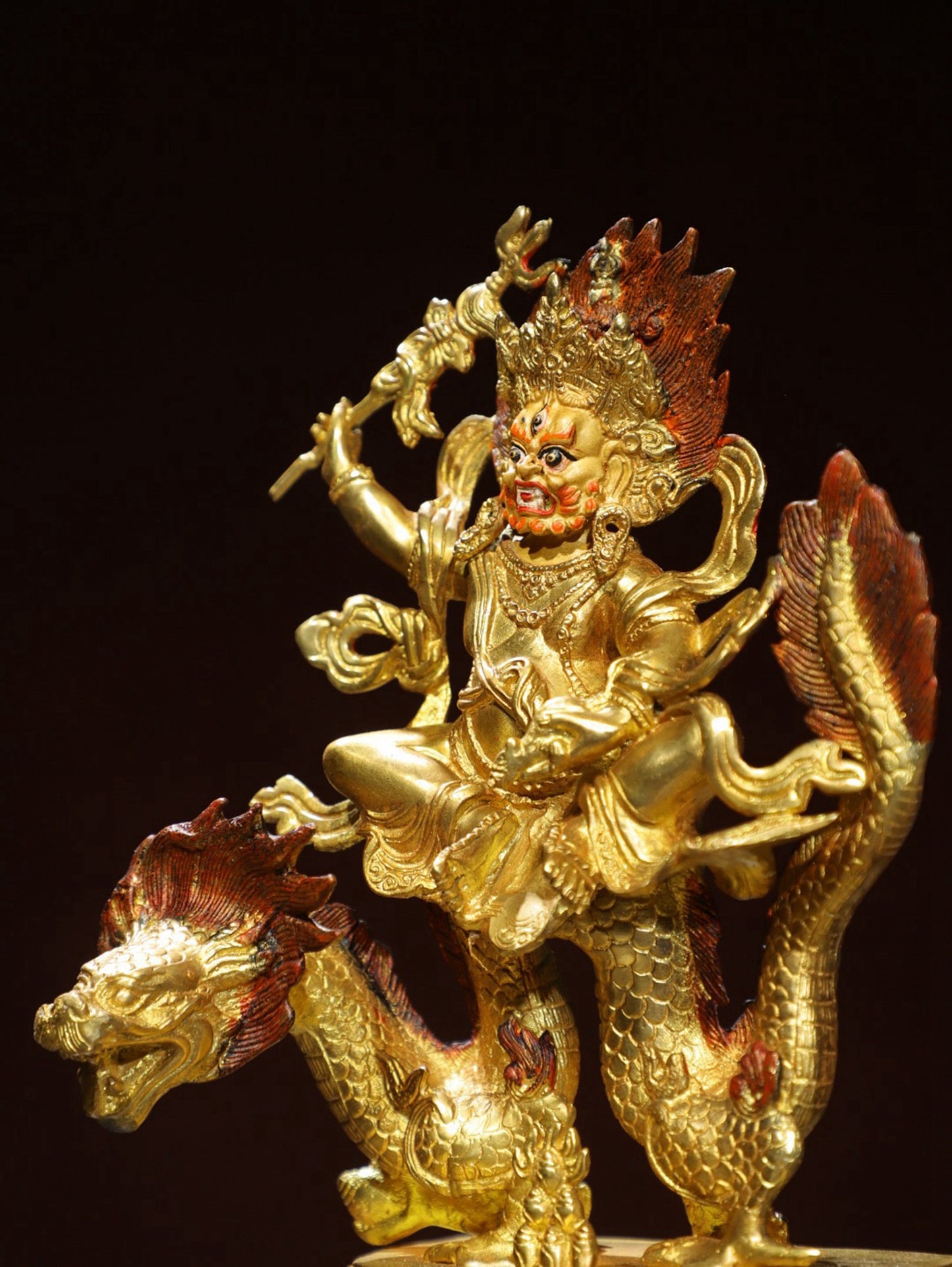 Bronze painted Buddha statue of the White God of Wealth