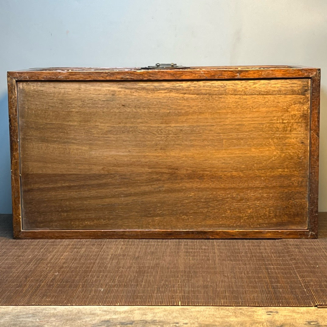 Chinese antique rosewood carved drum shaped storage box, jewelry box