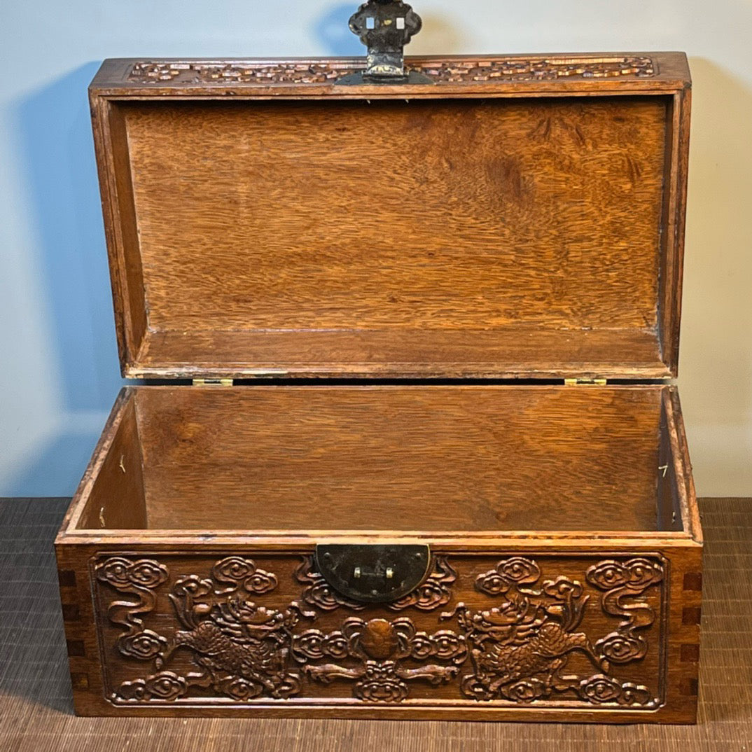 Chinese antique rosewood carved drum shaped storage box, jewelry box