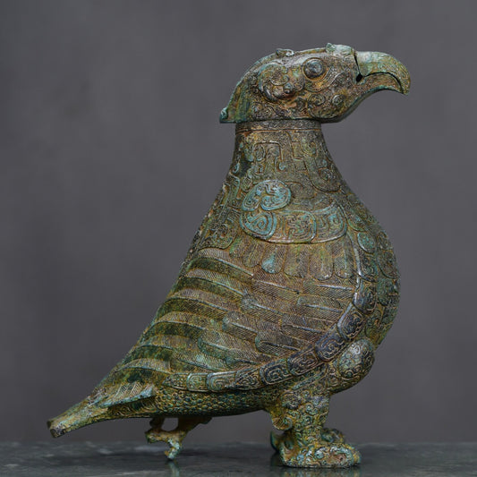 Chinese antique bronze bird statue