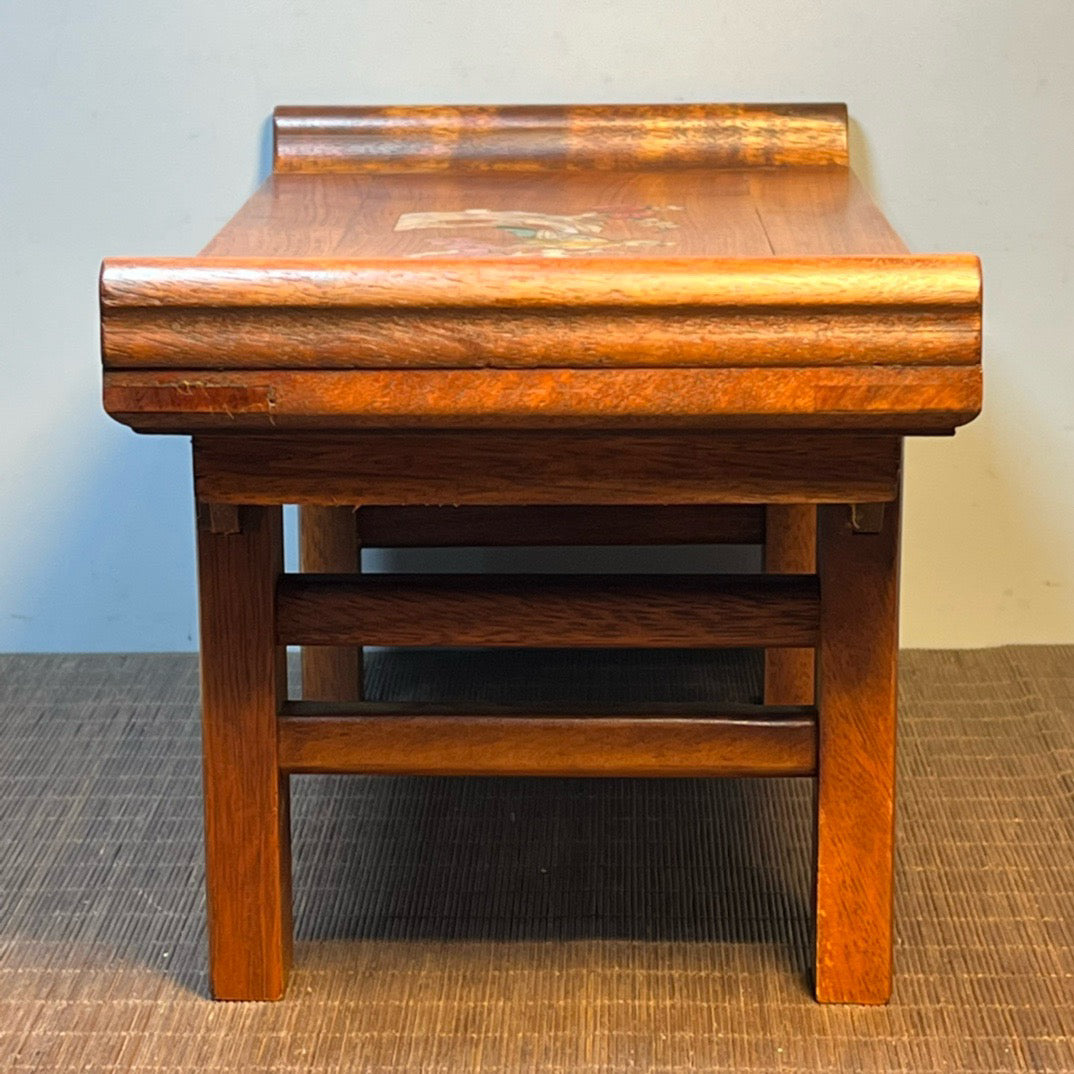 Chinese antique rosewood inlaid shell carving small altar