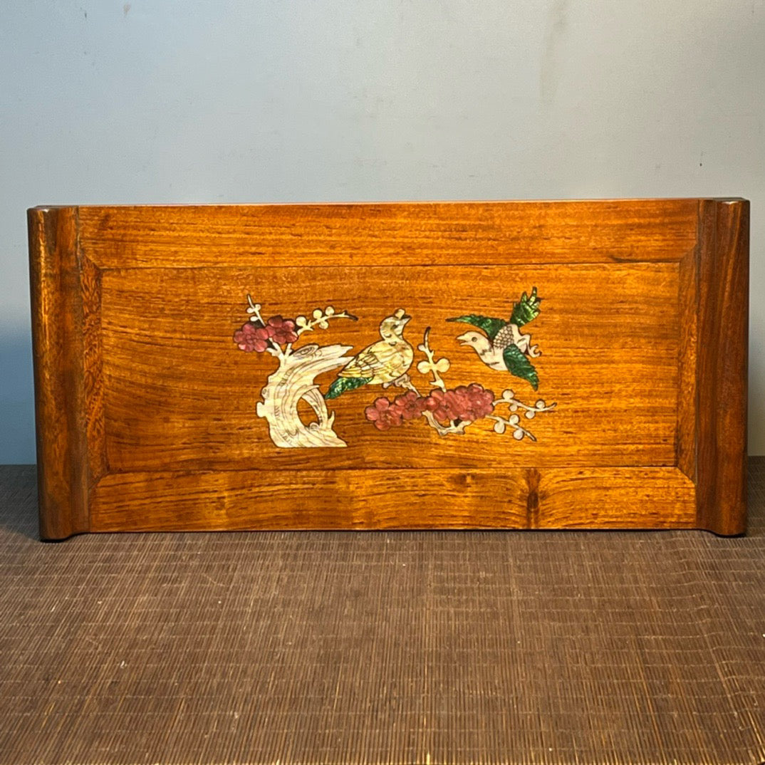 Chinese antique rosewood inlaid shell carving small altar