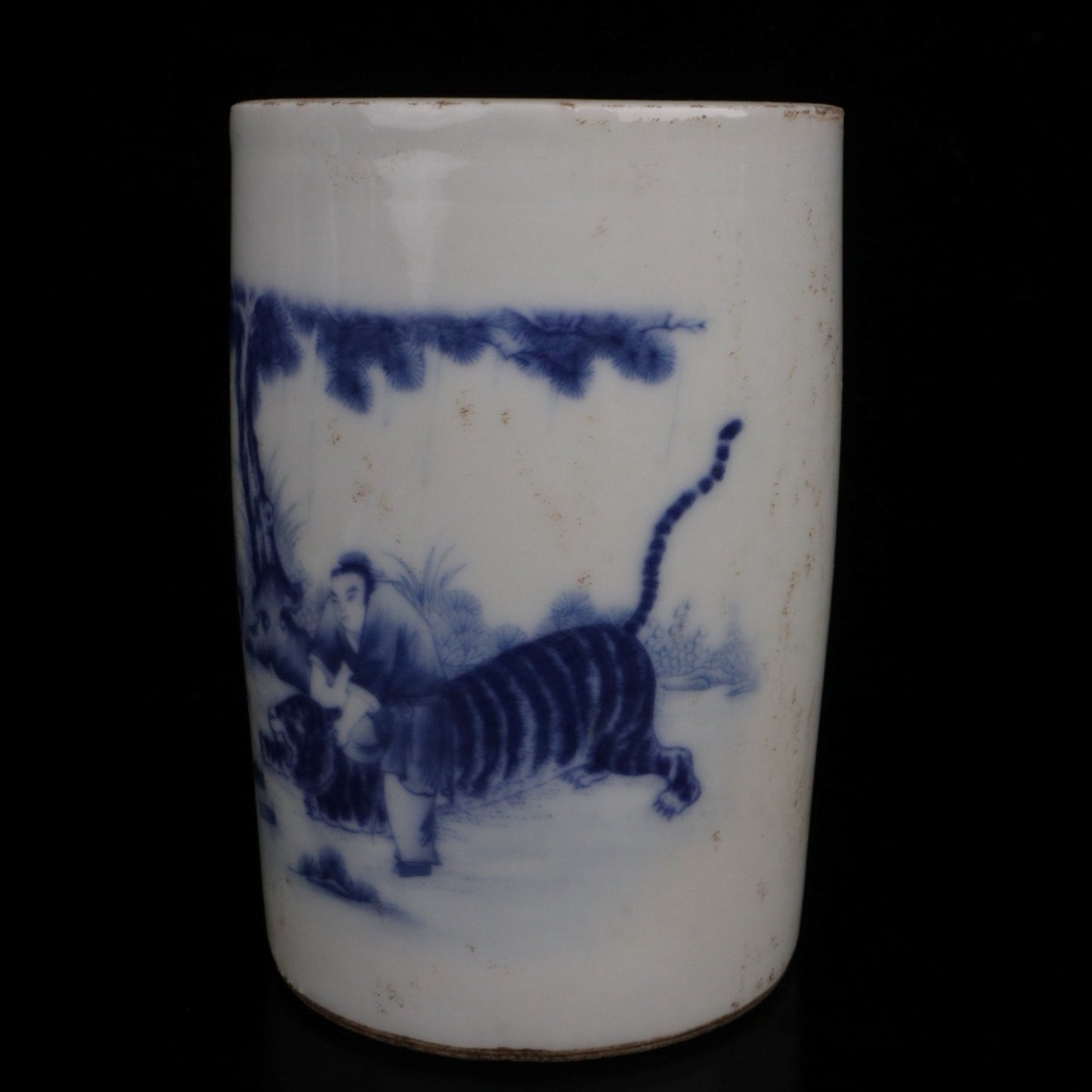 Golden Melon Wusong Tiger Beating Pattern Pen Holder