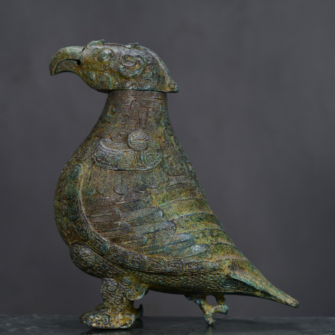 Chinese antique bronze bird statue