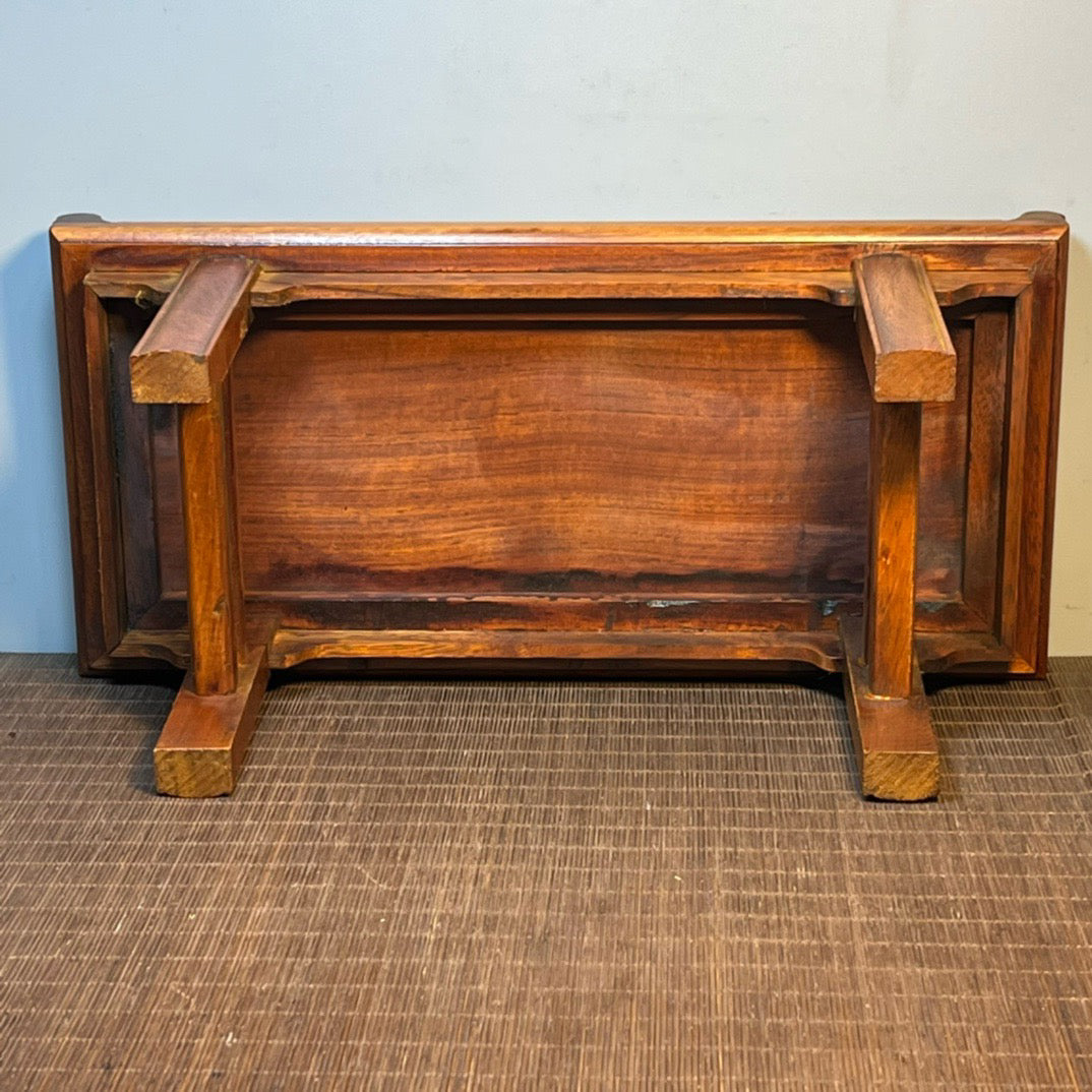 Chinese antique rosewood inlaid shell carving small altar