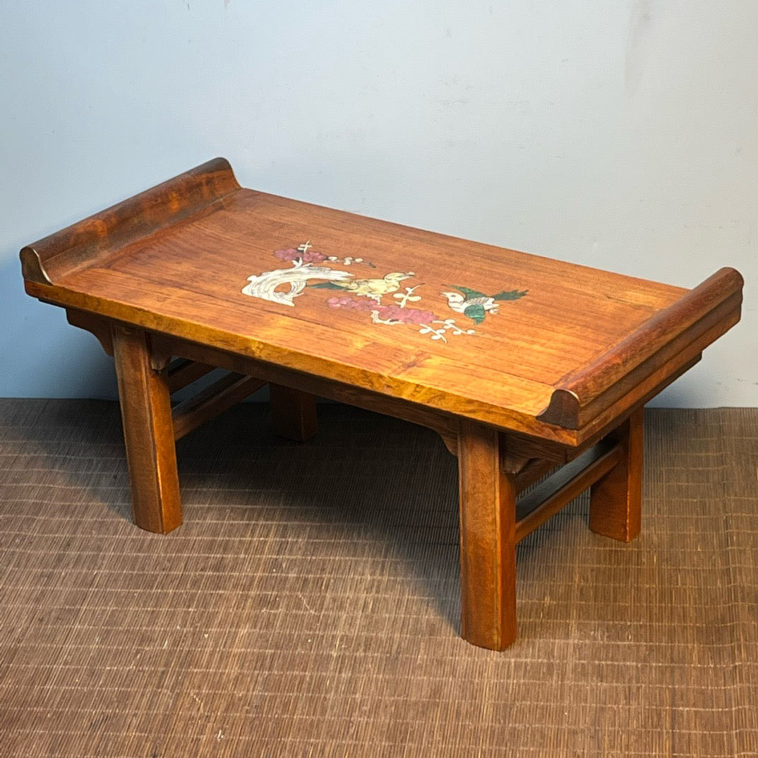 Chinese antique rosewood inlaid shell carving small altar