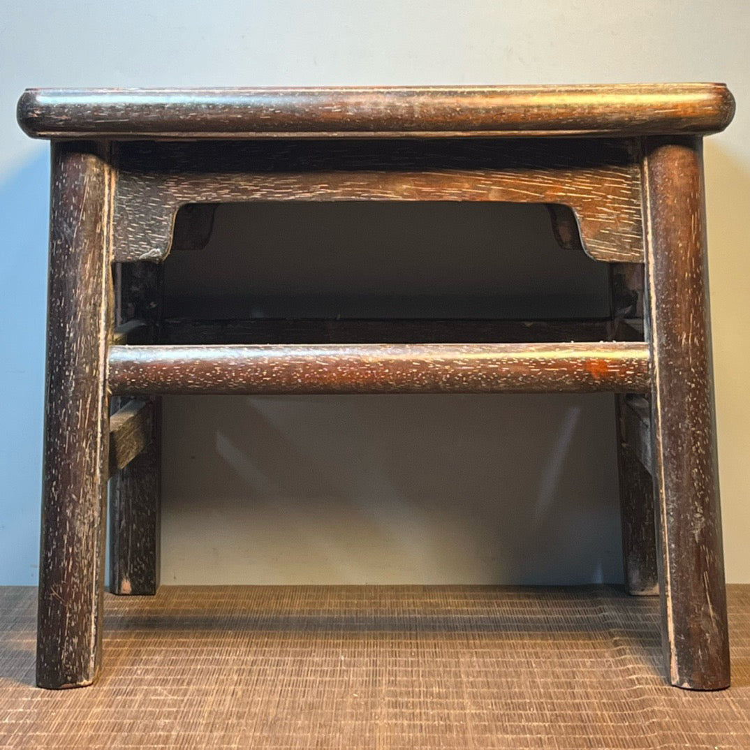 Ancient Chinese blood sandalwood carved rectangular stool