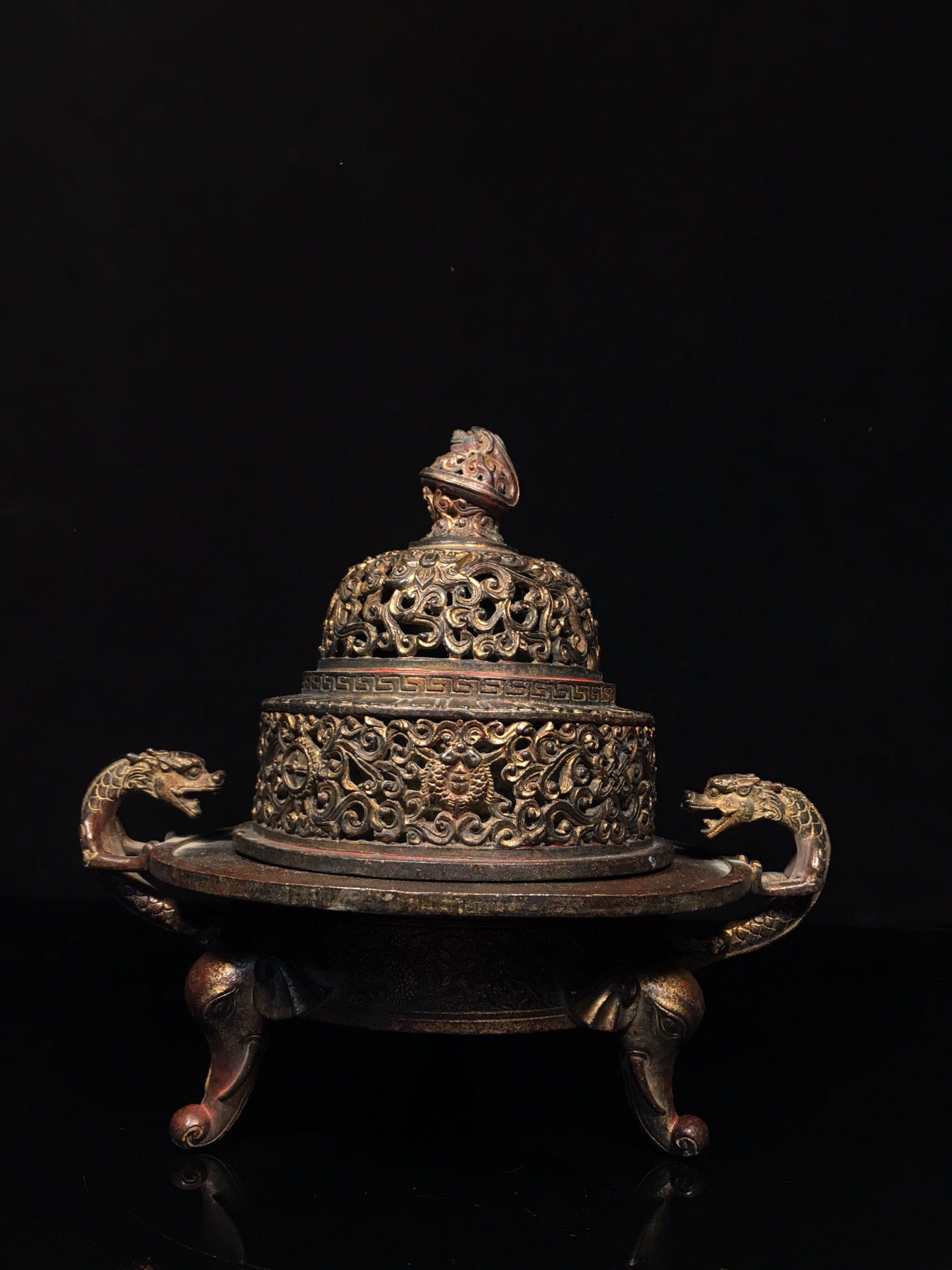Chinese antique pure copper incense burner