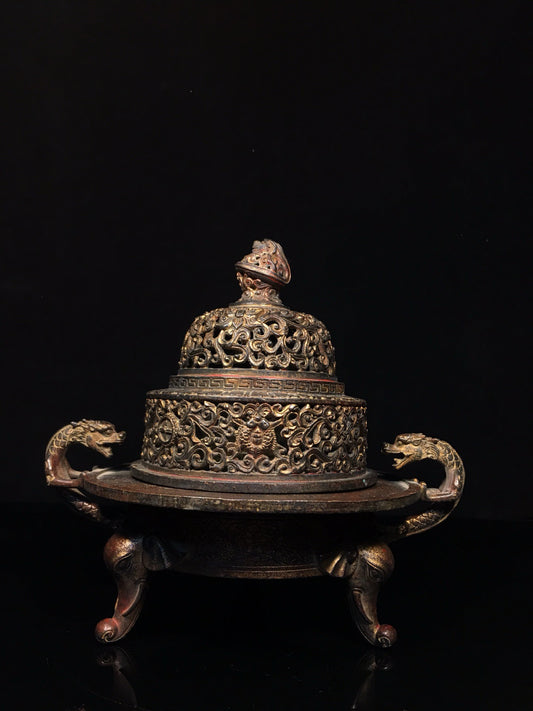 Chinese antique pure copper incense burner