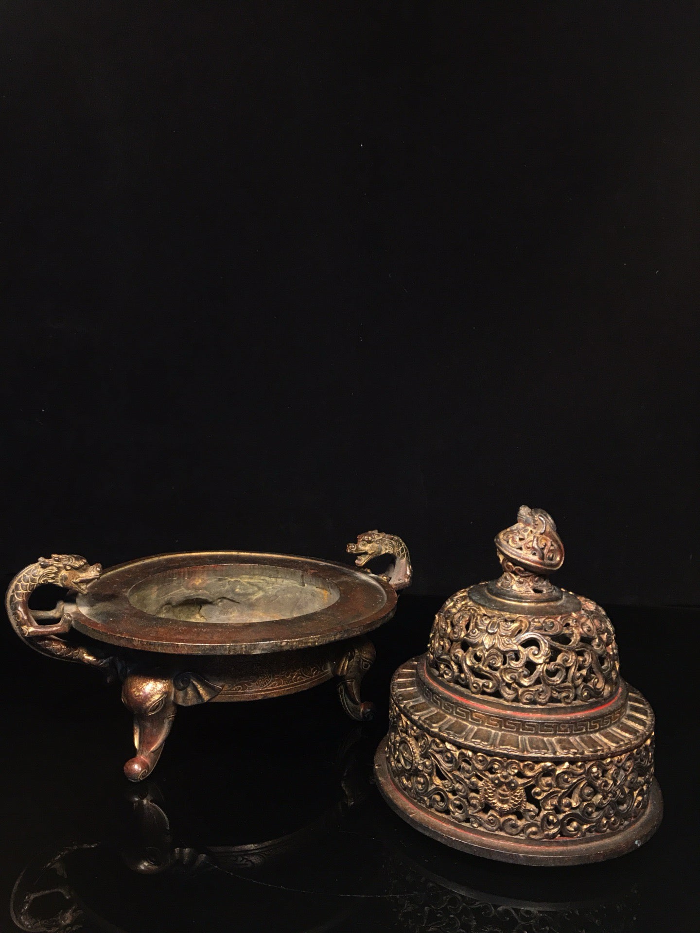 Chinese antique pure copper incense burner