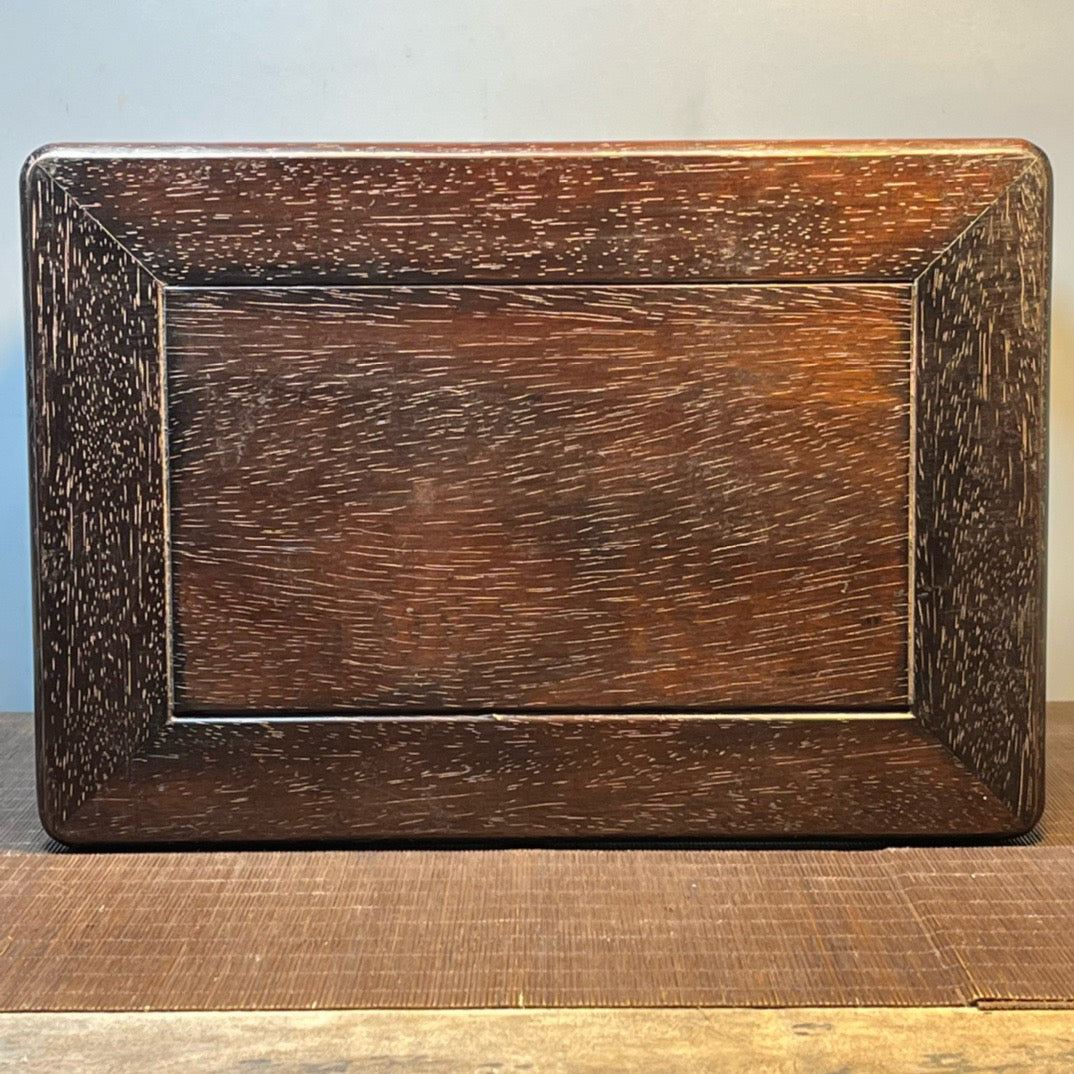 Ancient Chinese blood sandalwood carved rectangular stool
