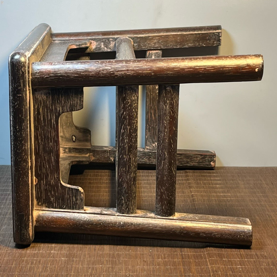Ancient Chinese blood sandalwood carved rectangular stool