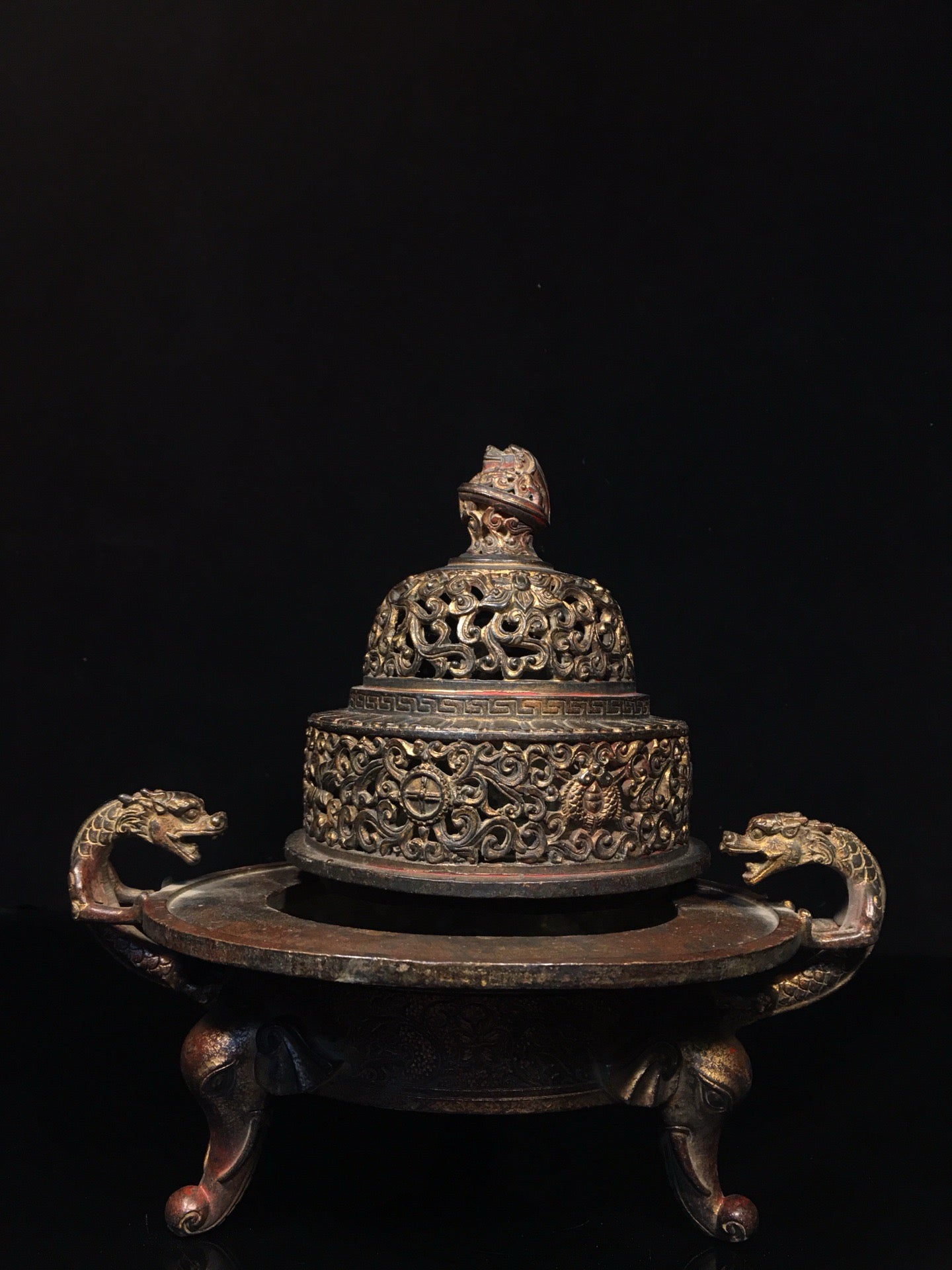 Chinese antique pure copper incense burner