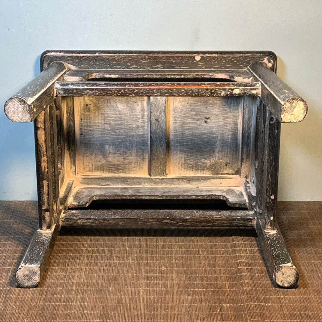 Ancient Chinese blood sandalwood carved rectangular stool