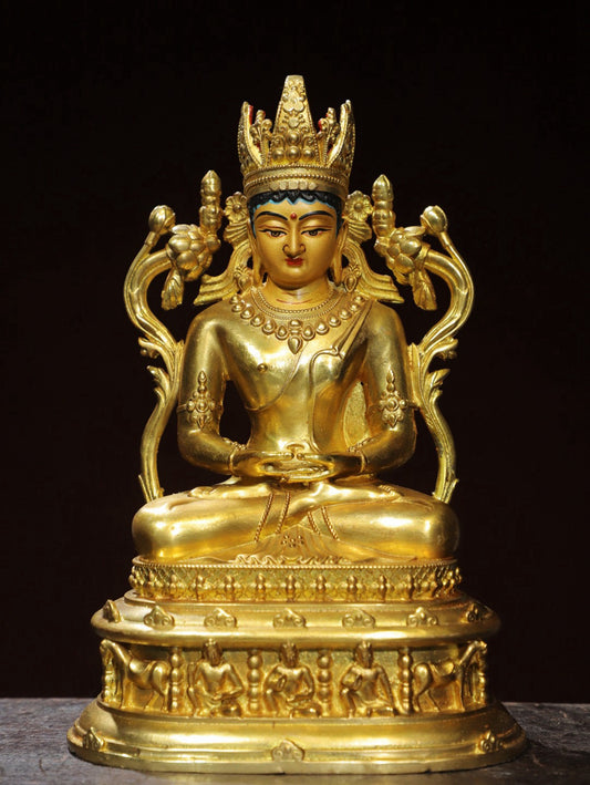 Bronze painted statue of Longevity Buddha