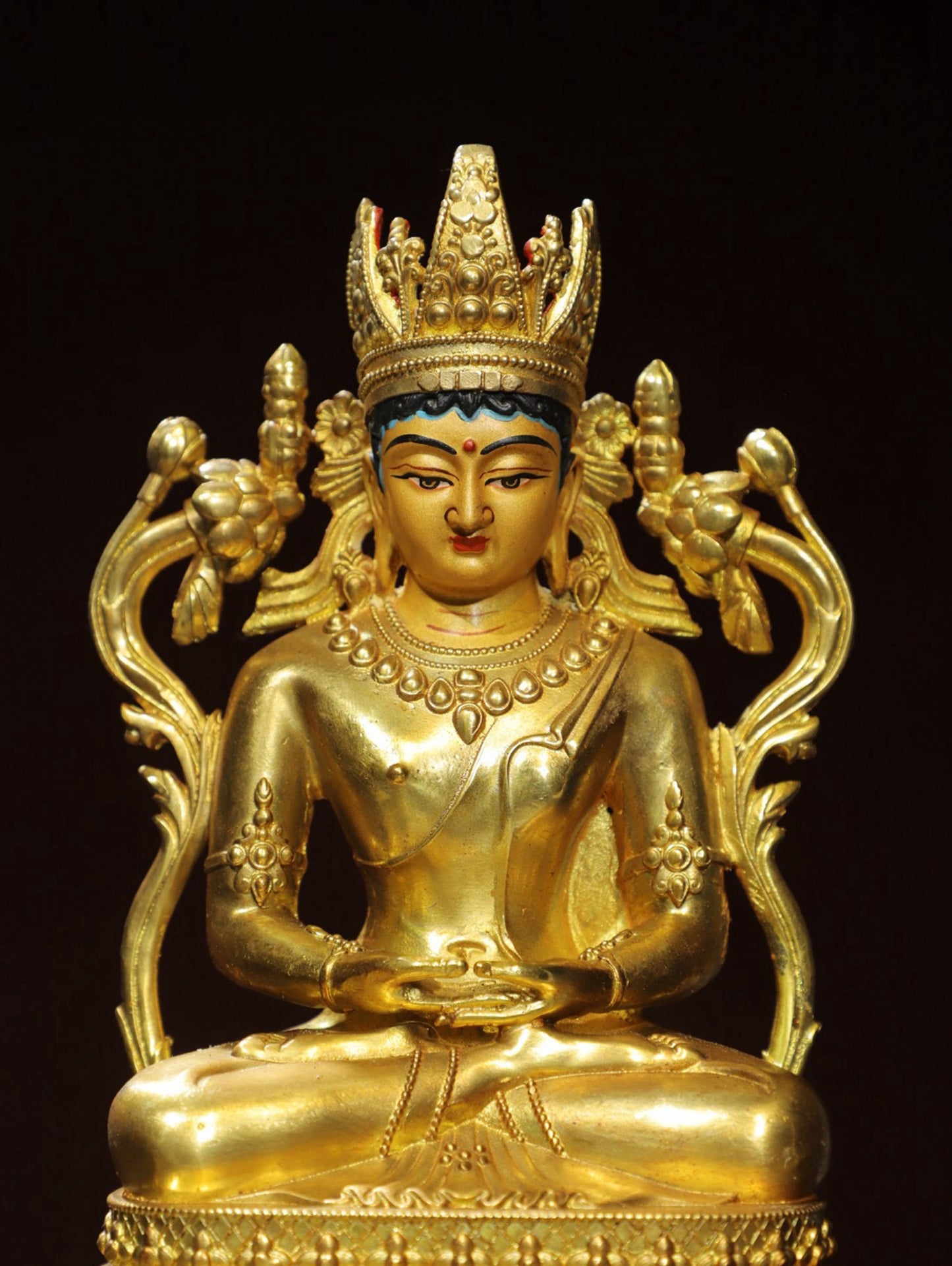 Bronze painted statue of Longevity Buddha