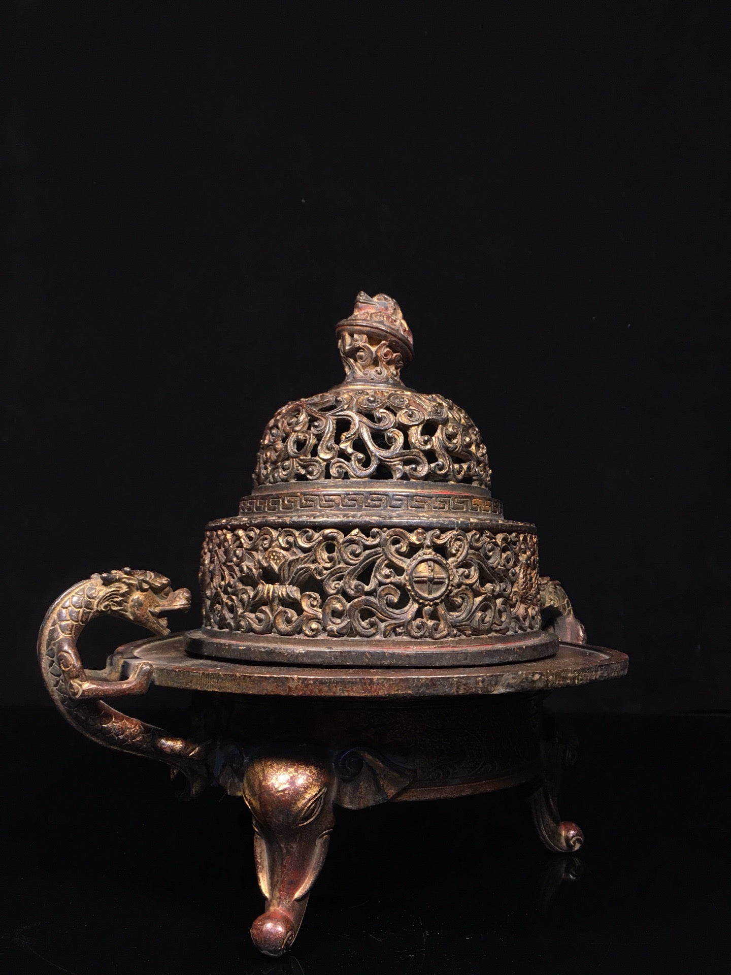 Chinese antique pure copper incense burner