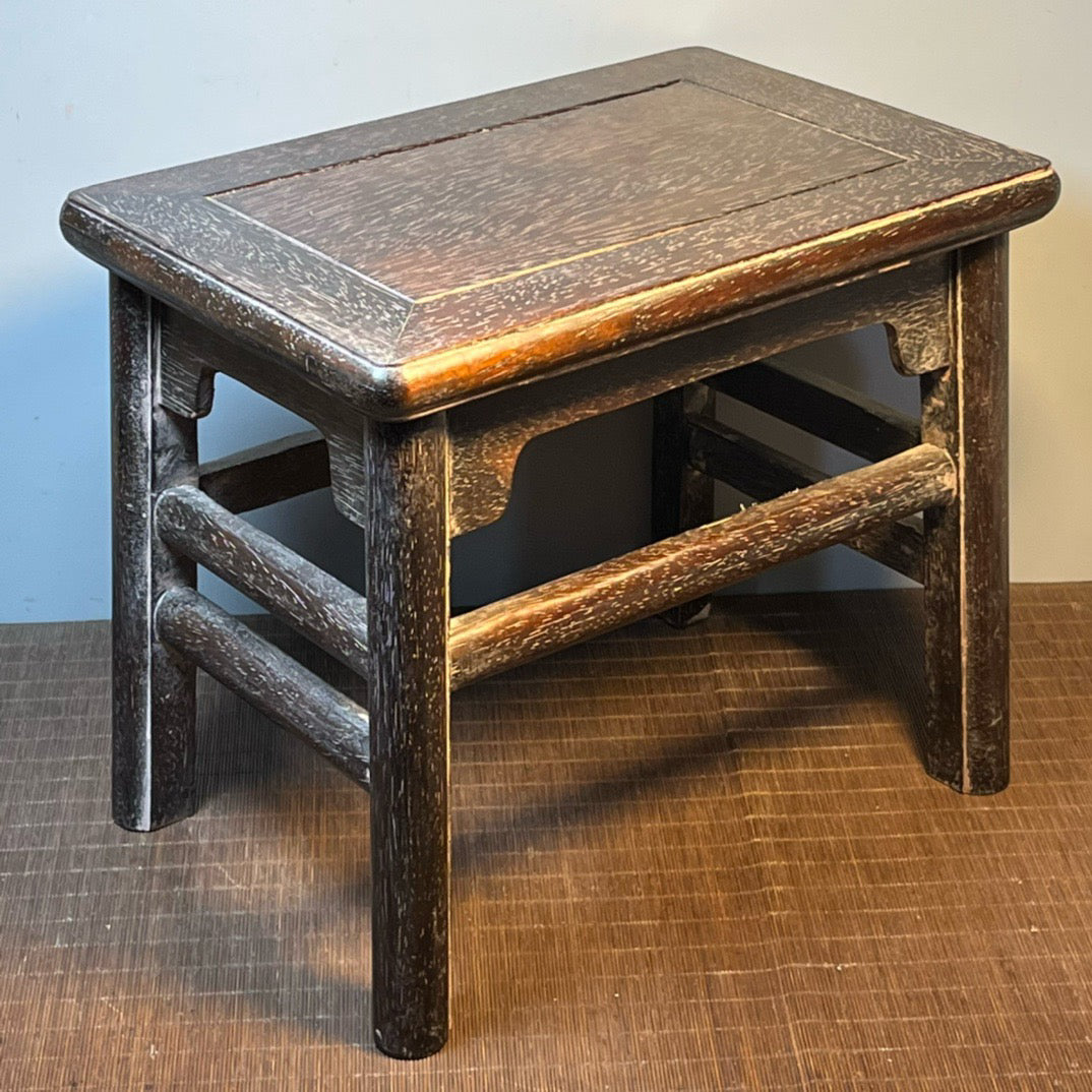 Ancient Chinese blood sandalwood carved rectangular stool