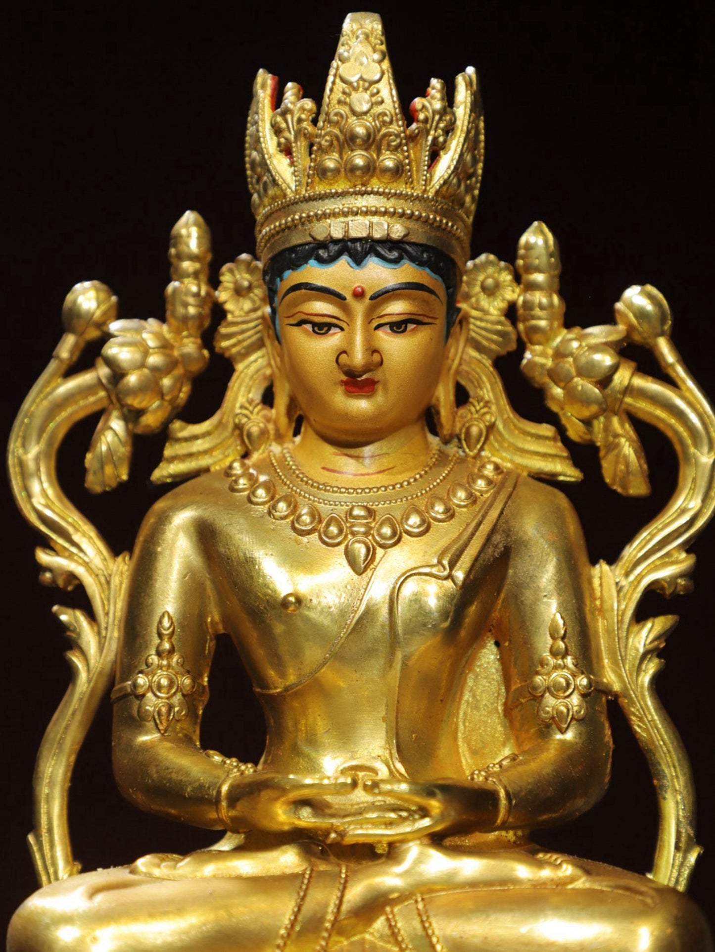 Bronze painted statue of Longevity Buddha