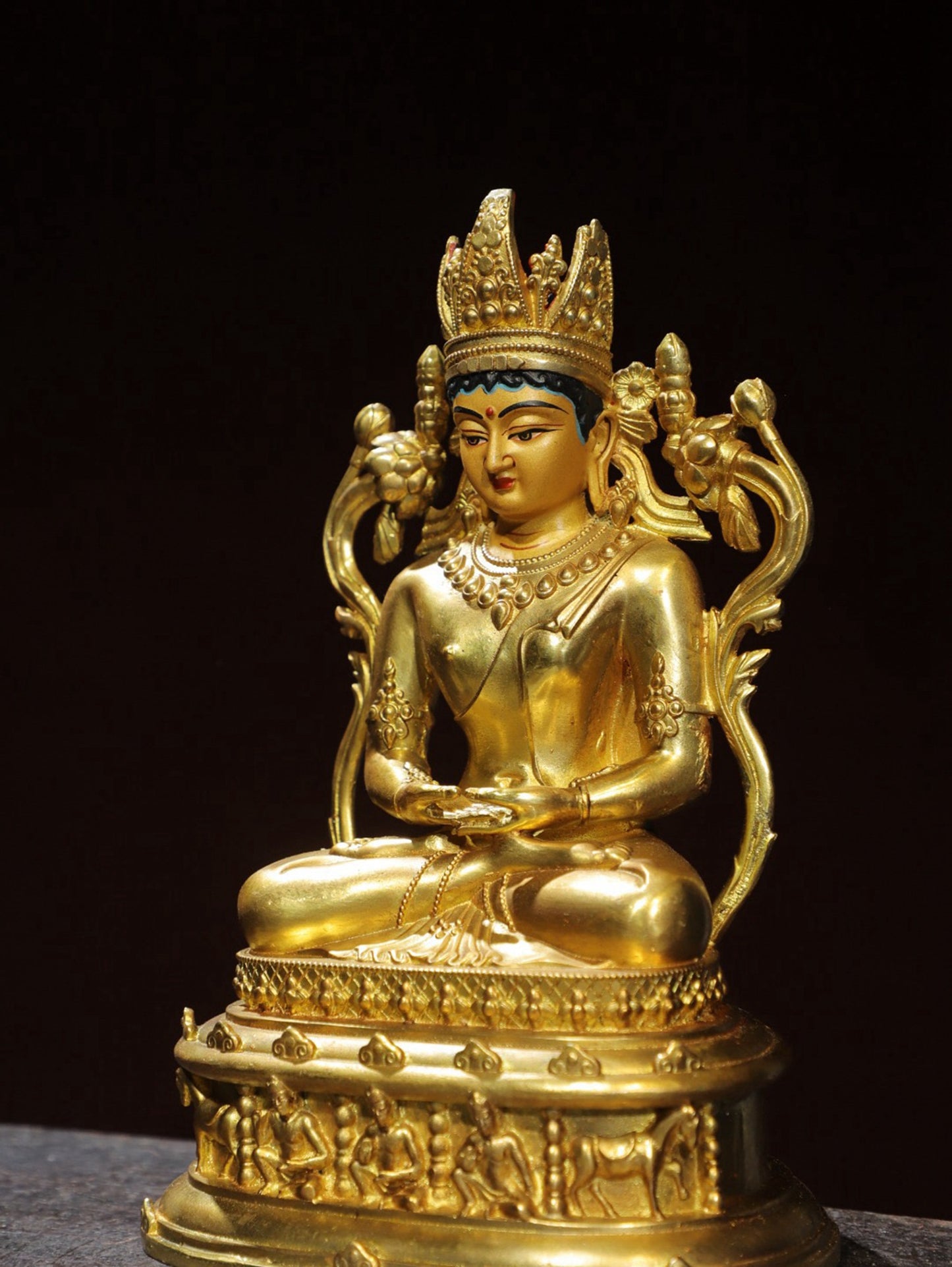 Bronze painted statue of Longevity Buddha