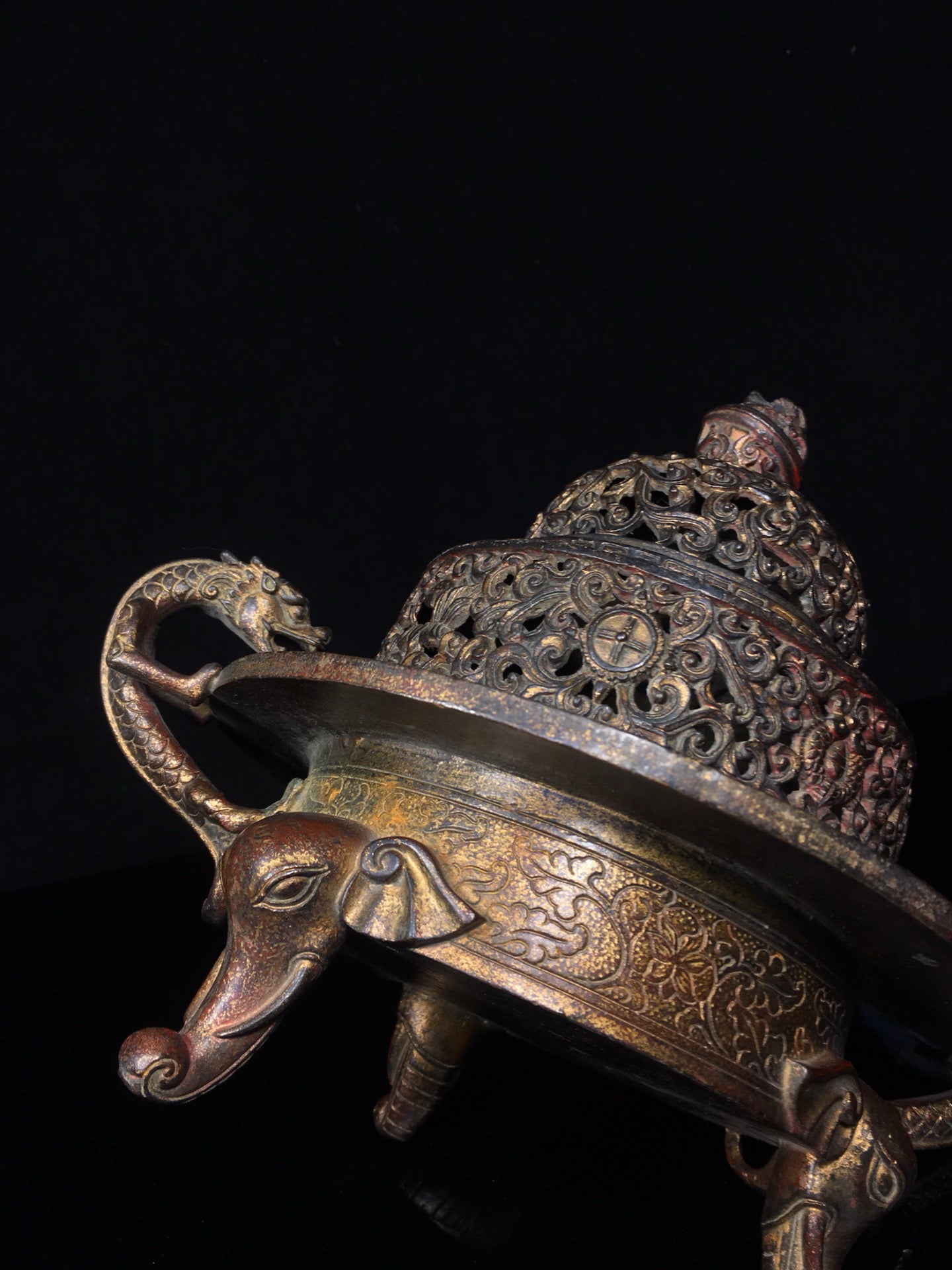 Chinese antique pure copper incense burner
