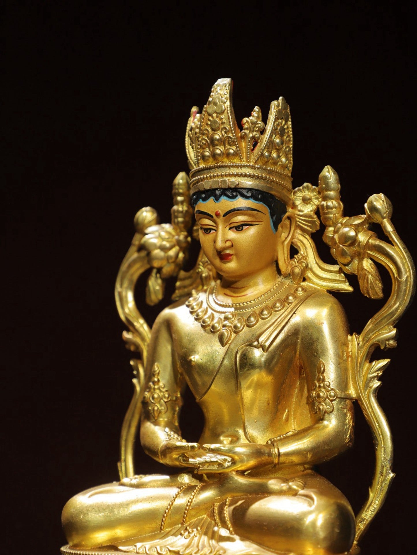 Bronze painted statue of Longevity Buddha