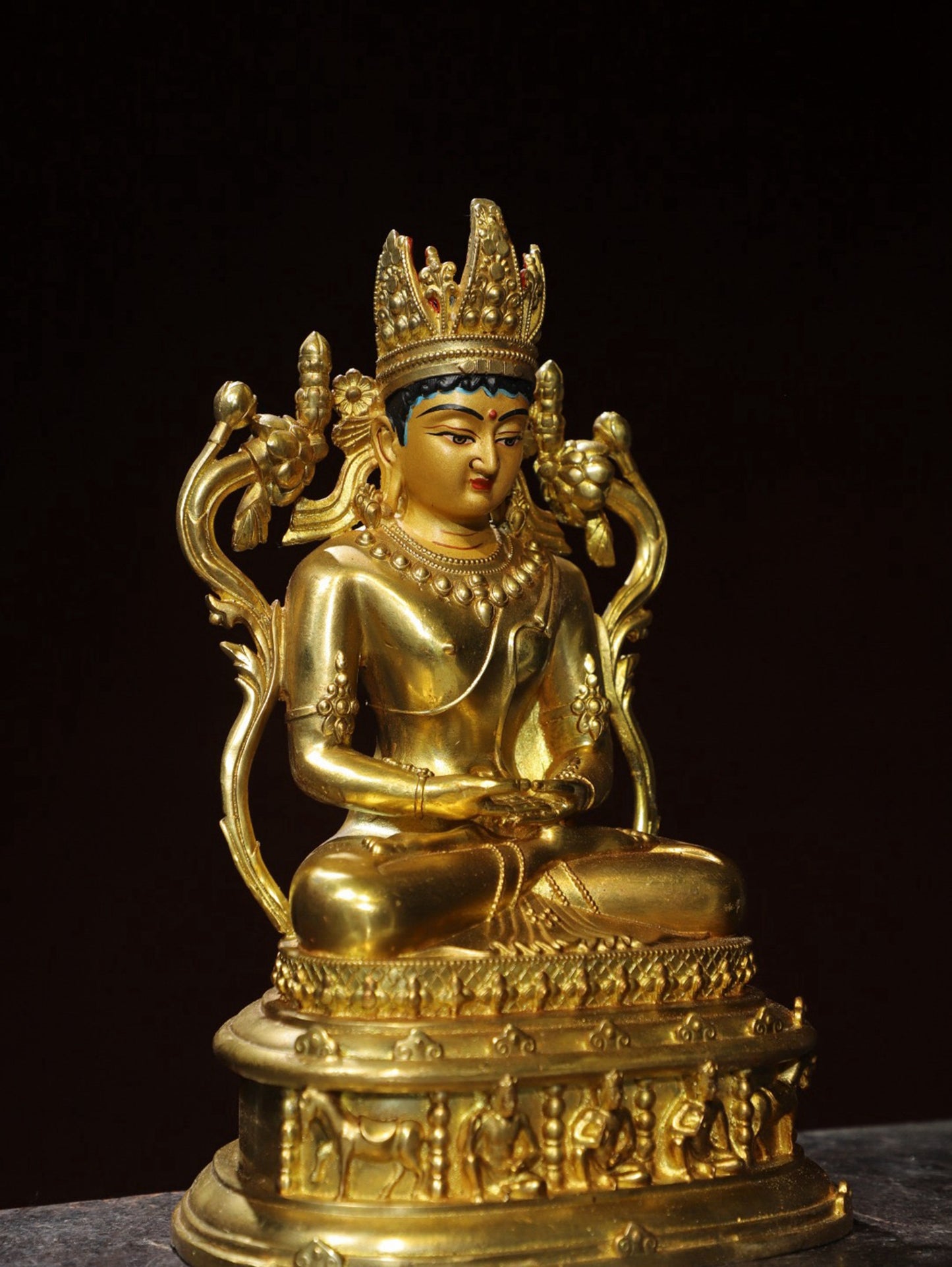 Bronze painted statue of Longevity Buddha