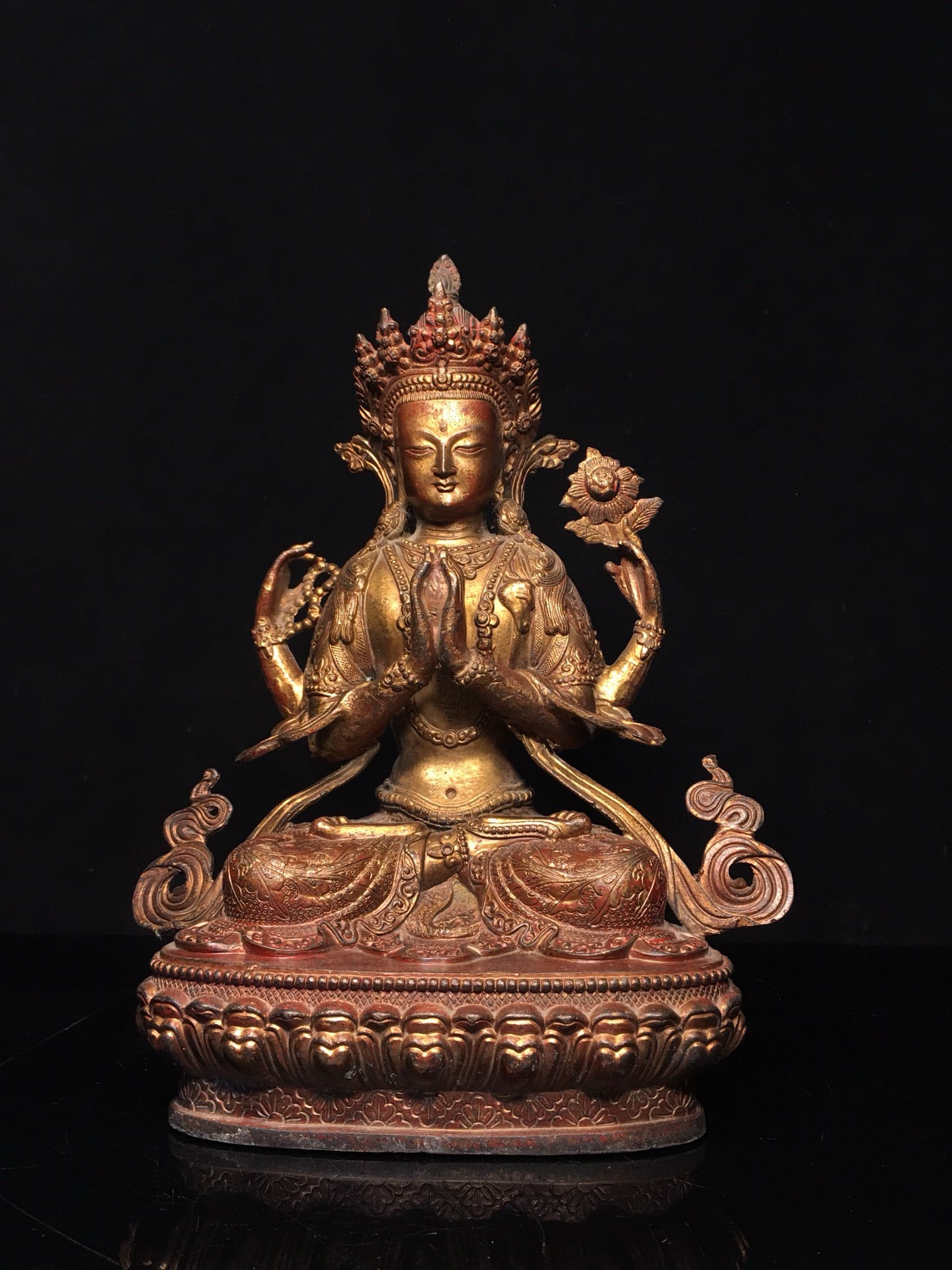 Chinese antique pure copper Bodhisattva statue