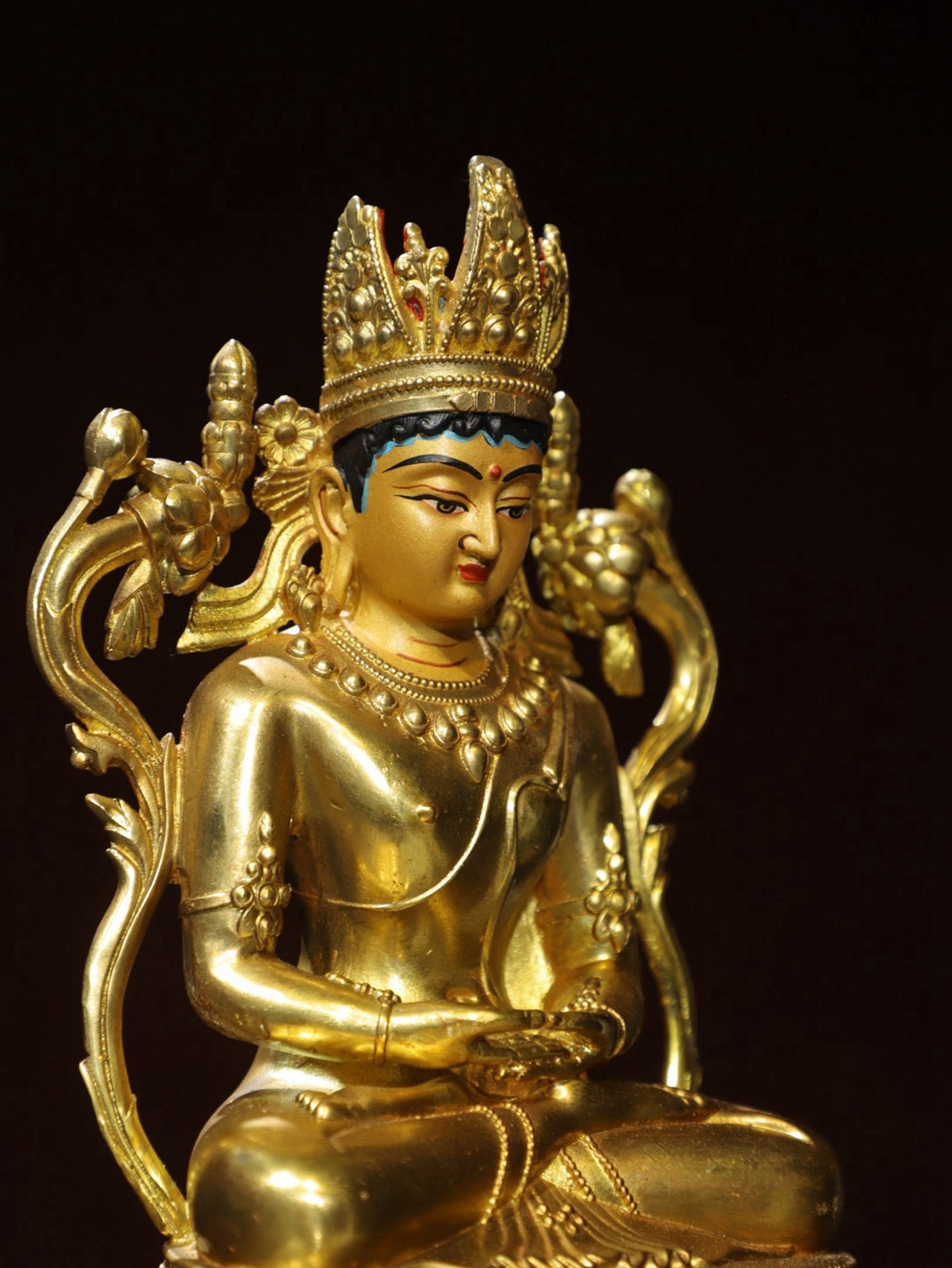 Bronze painted statue of Longevity Buddha