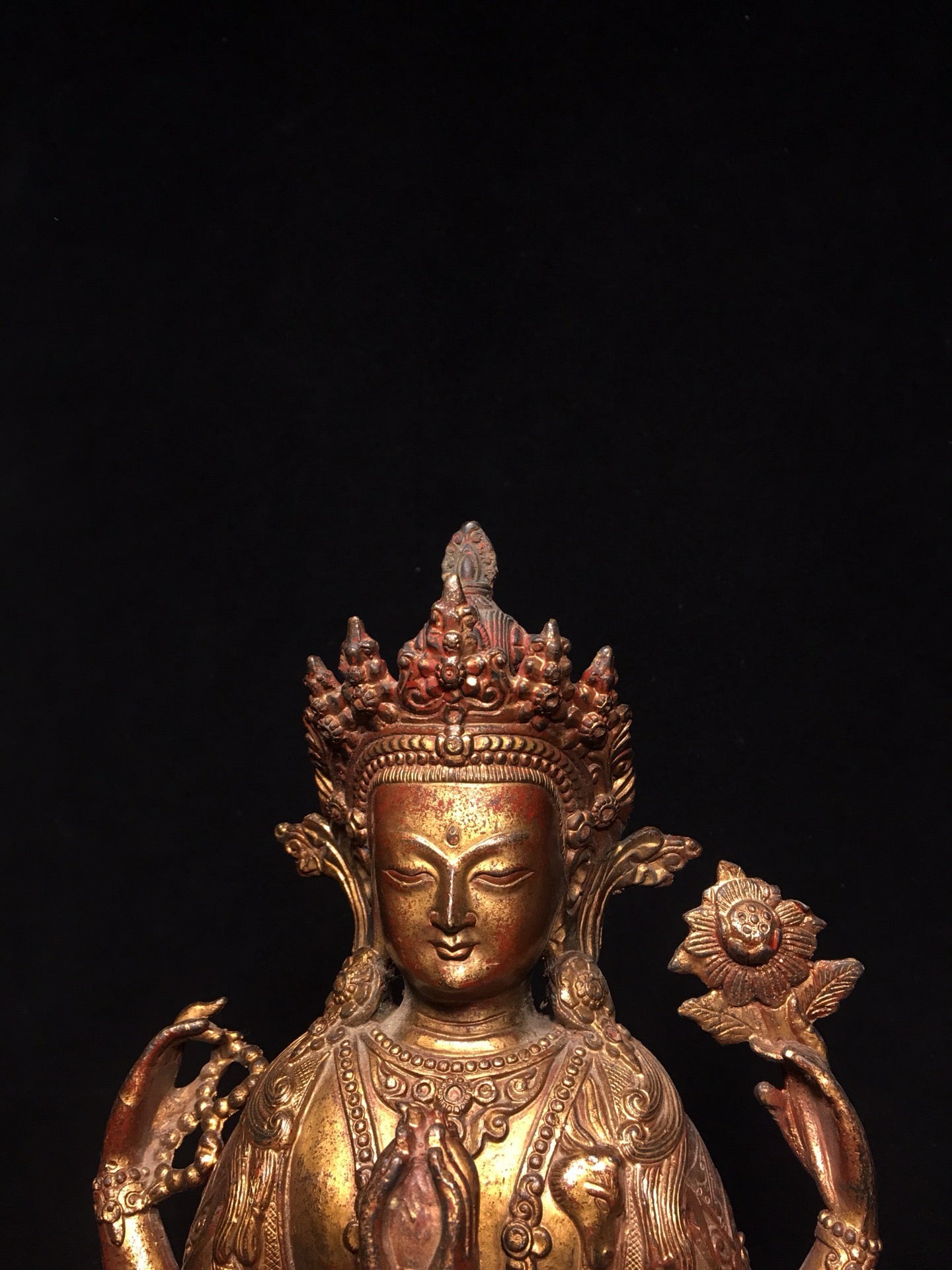 Chinese antique pure copper Bodhisattva statue