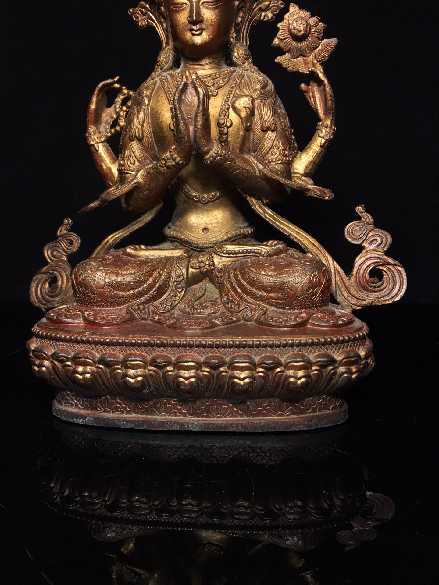 Chinese antique pure copper Bodhisattva statue