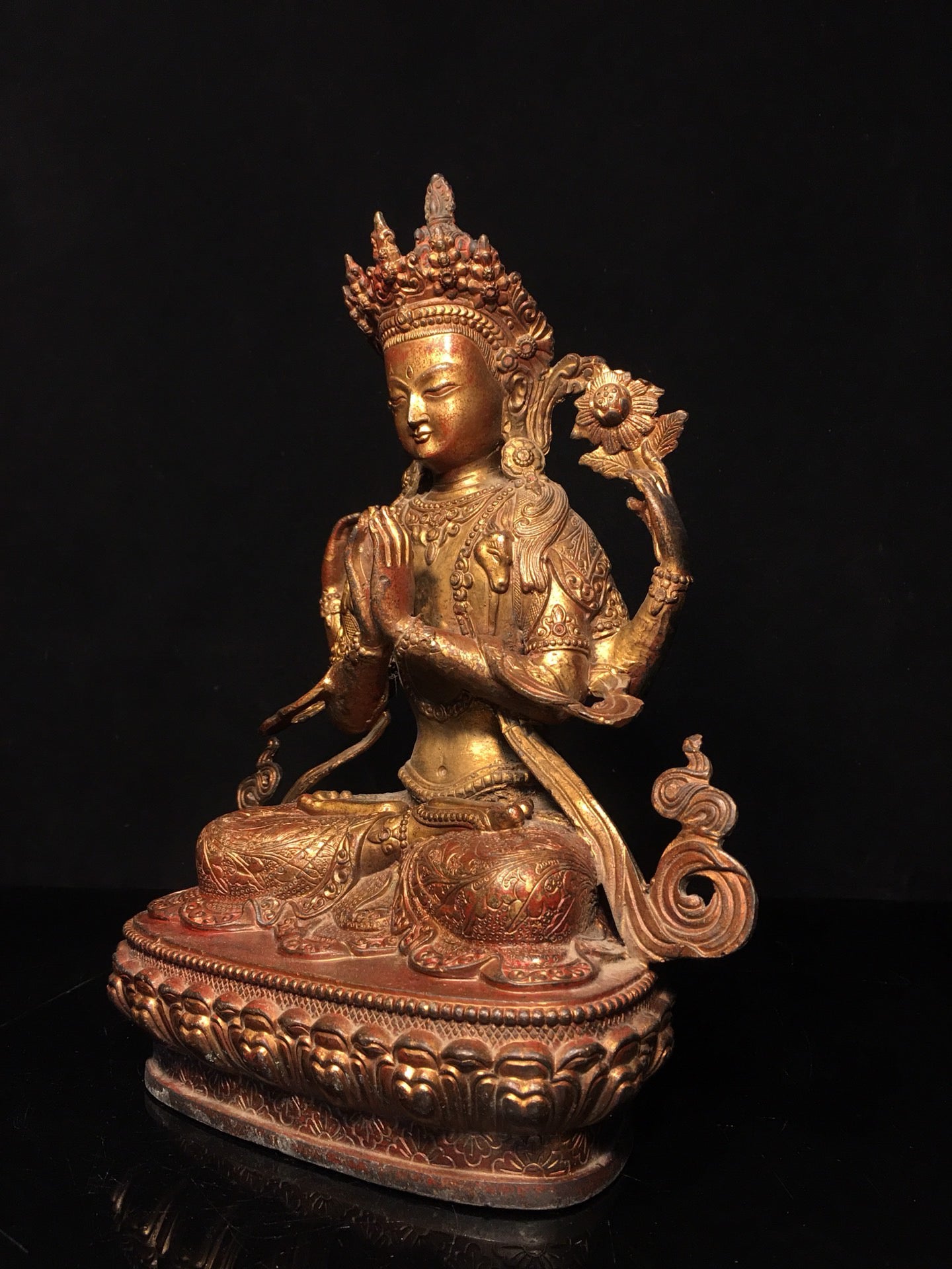 Chinese antique pure copper Bodhisattva statue