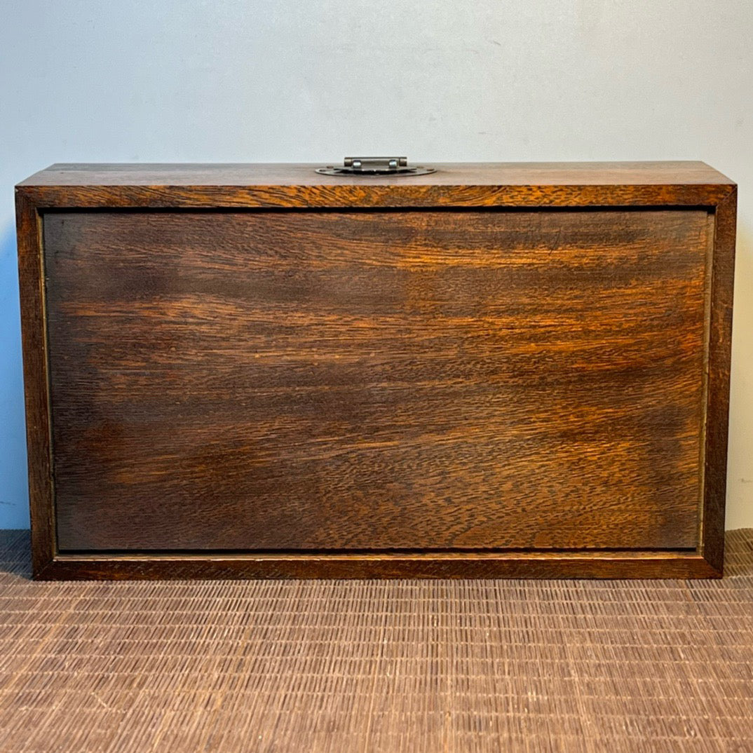 Ancient Chinese rosewood inlaid shell carving storage box, jewelry box