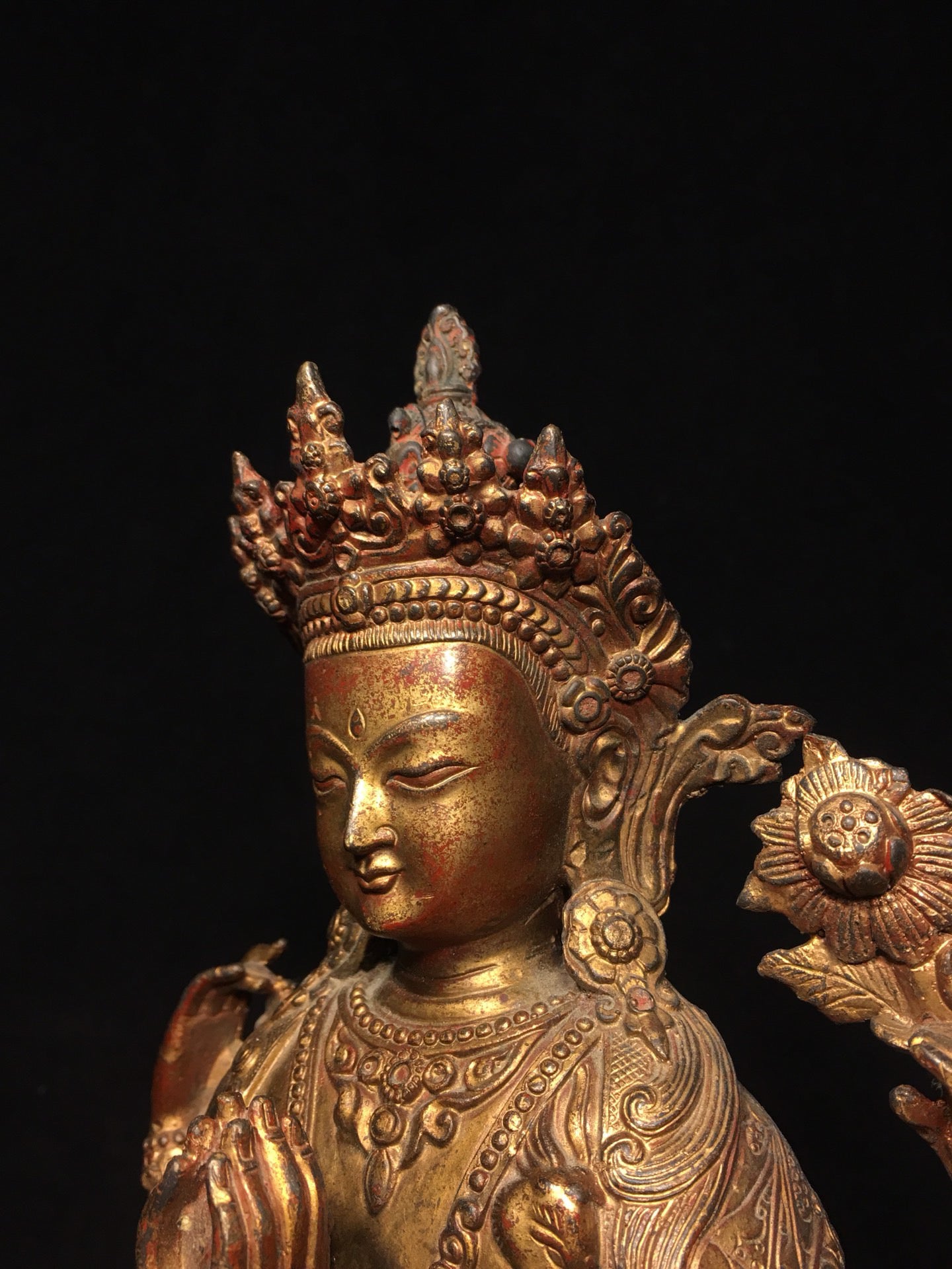 Chinese antique pure copper Bodhisattva statue