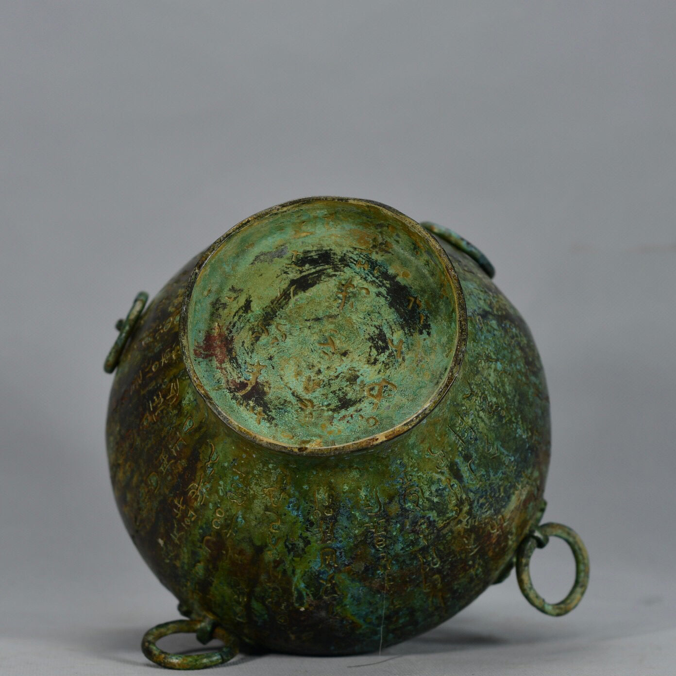 Chinese antique bronze animal ear four ring altar