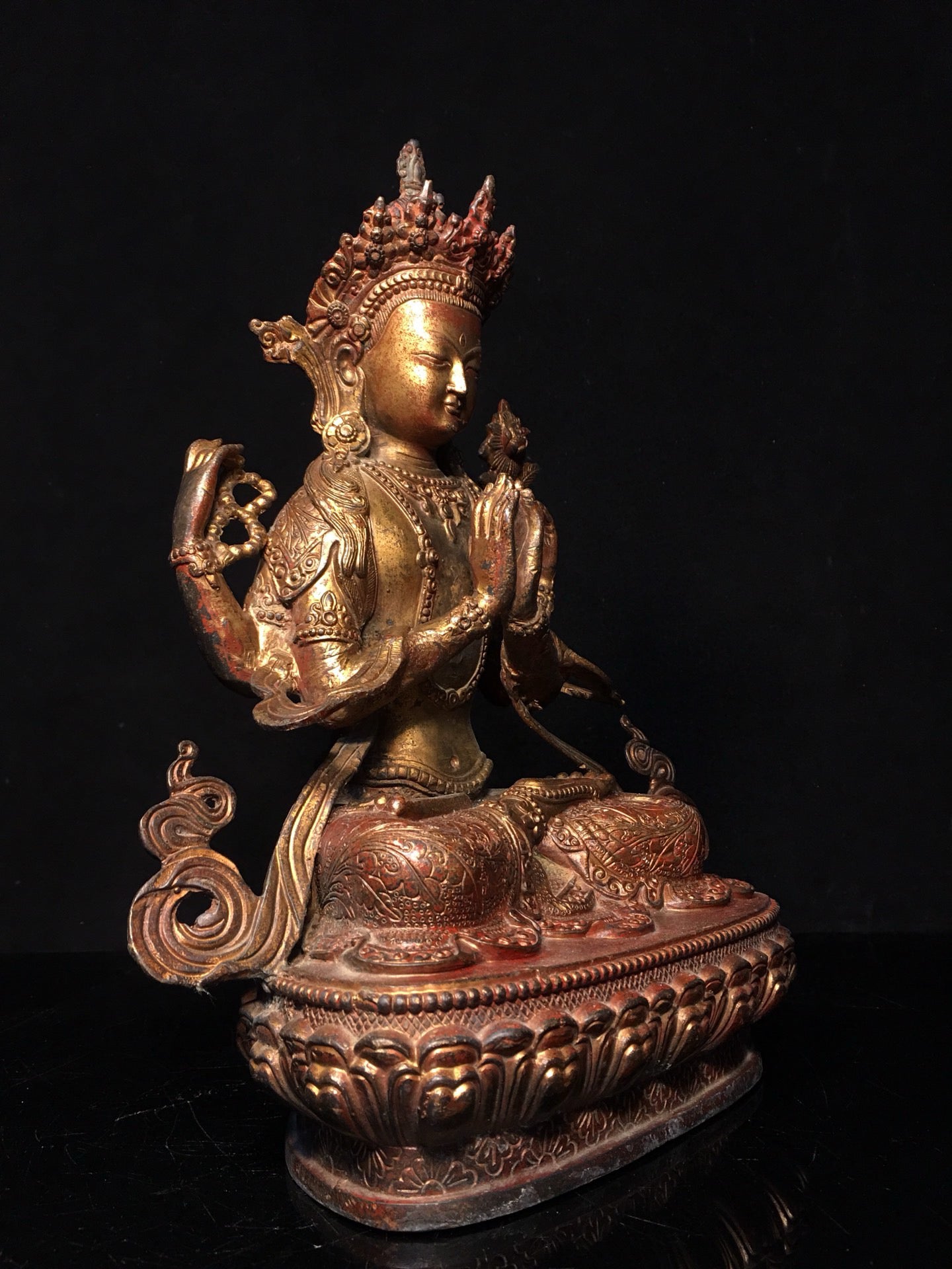 Chinese antique pure copper Bodhisattva statue