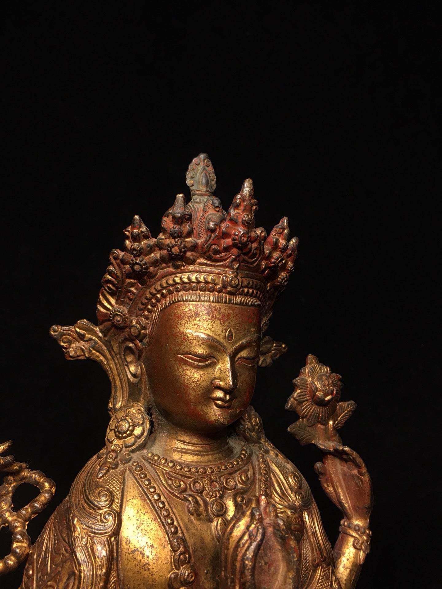 Chinese antique pure copper Bodhisattva statue