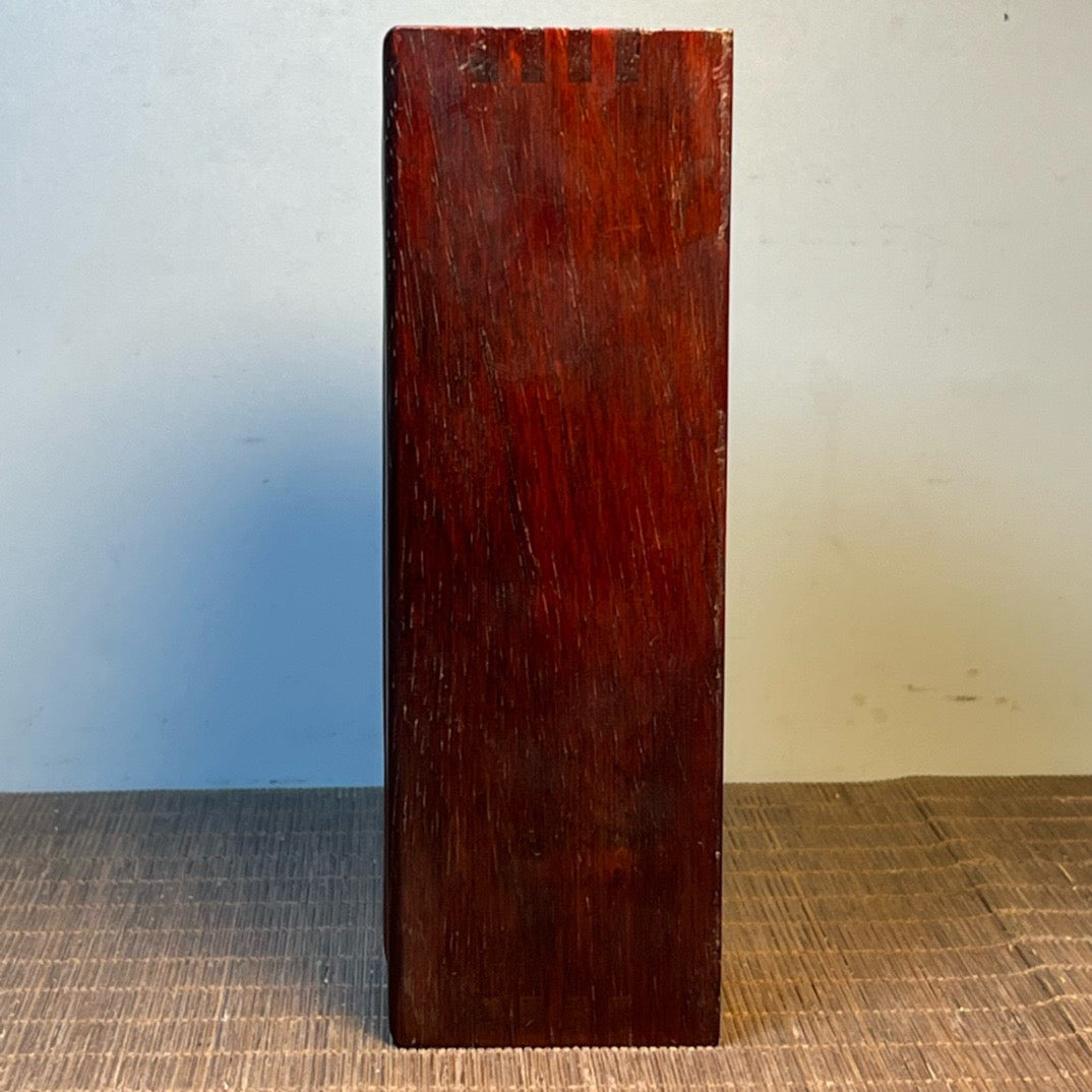 Ancient Chinese blood sandalwood inlaid with shell carving rectangular storage box, jewelry box