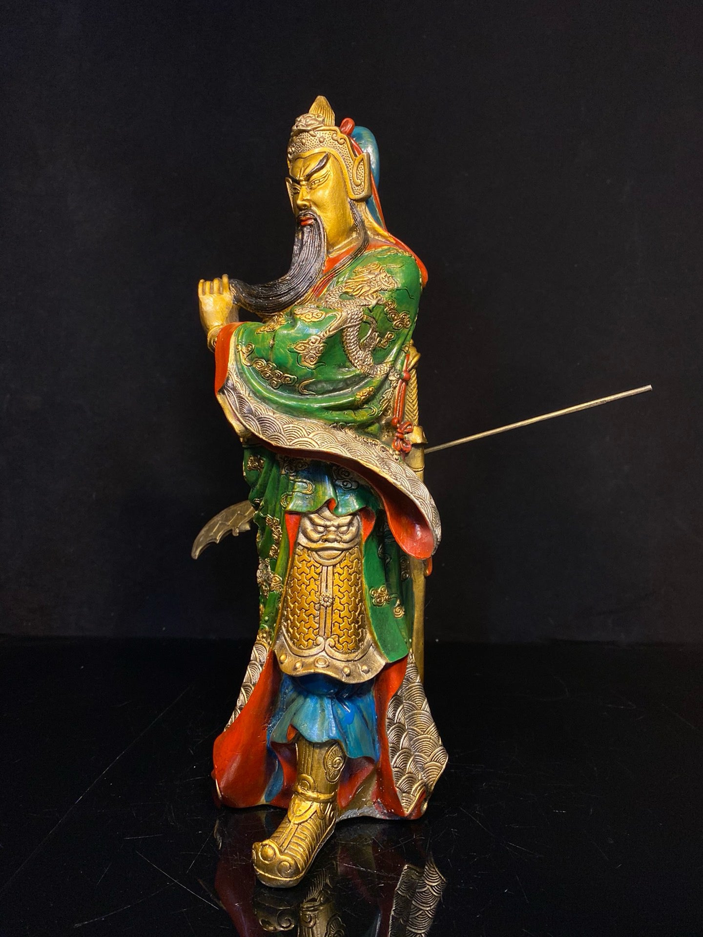 Chinese antique pure copper painted Guan Gong