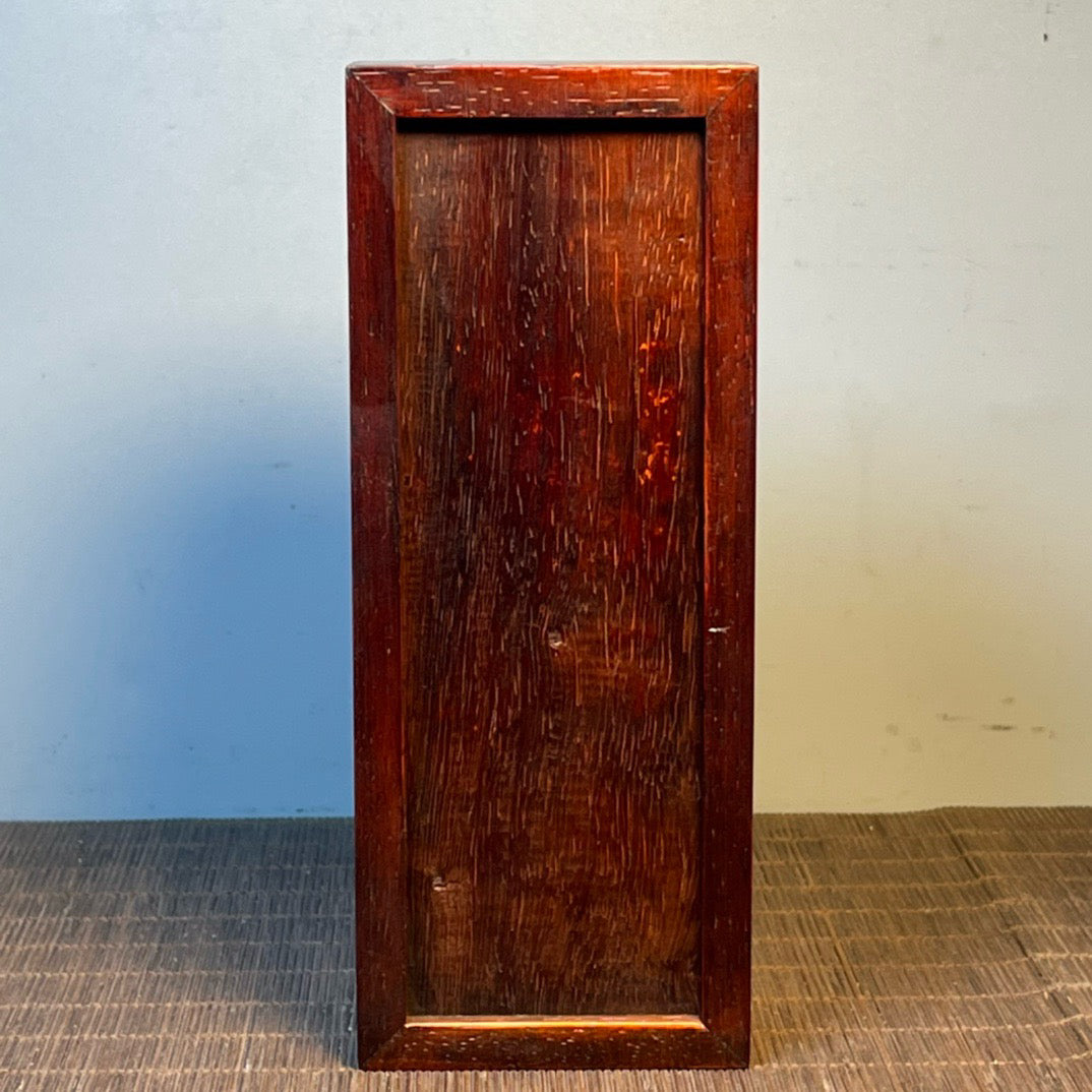 Ancient Chinese blood sandalwood inlaid with shell carving rectangular storage box, jewelry box