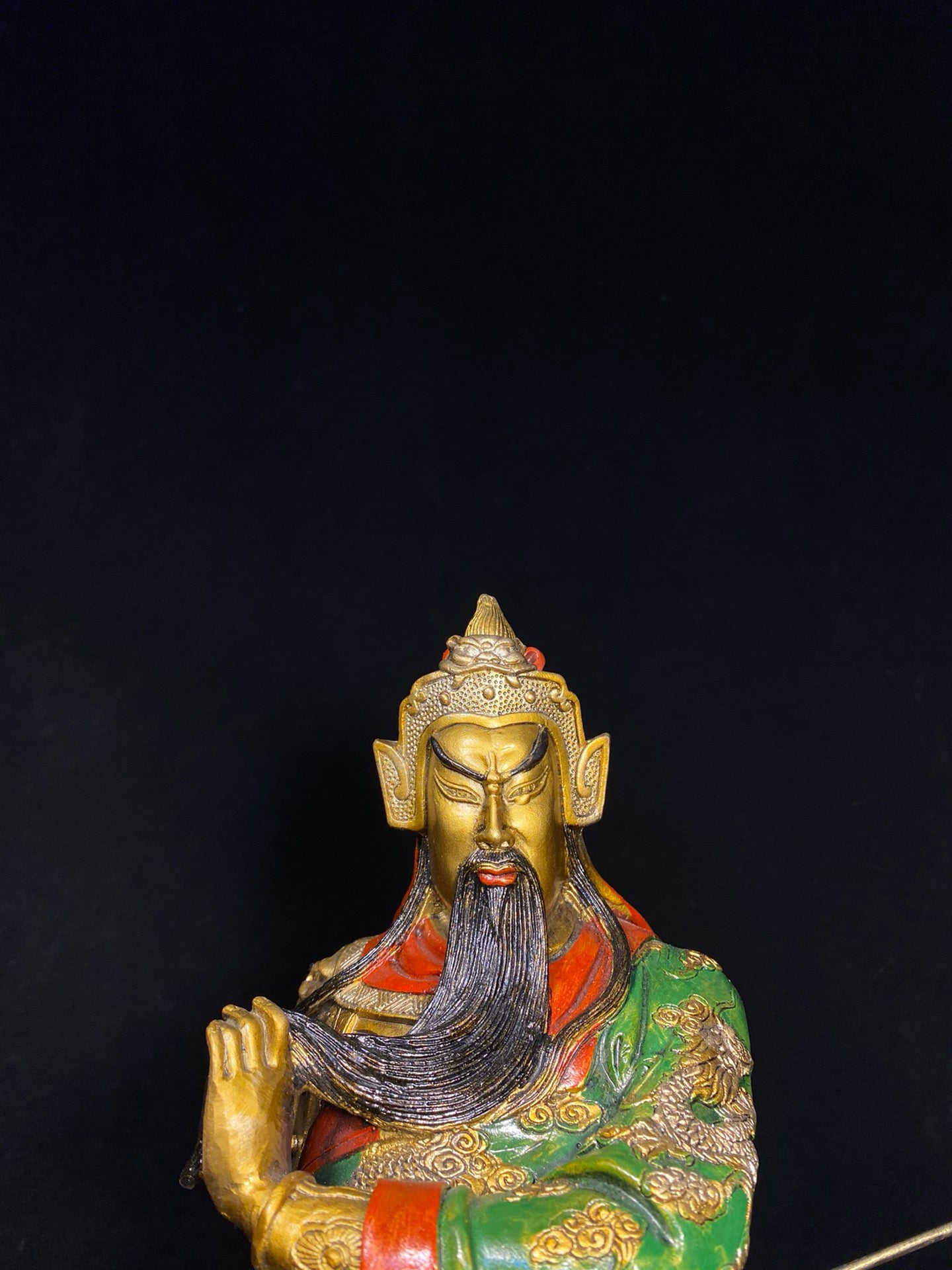 Chinese antique pure copper painted Guan Gong