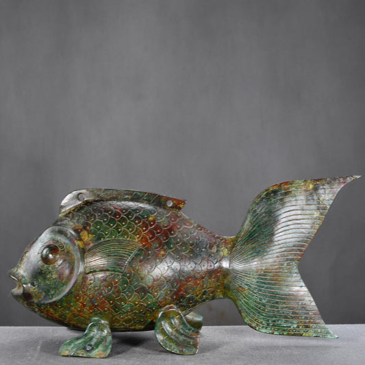 Chinese antique bronze fish statue